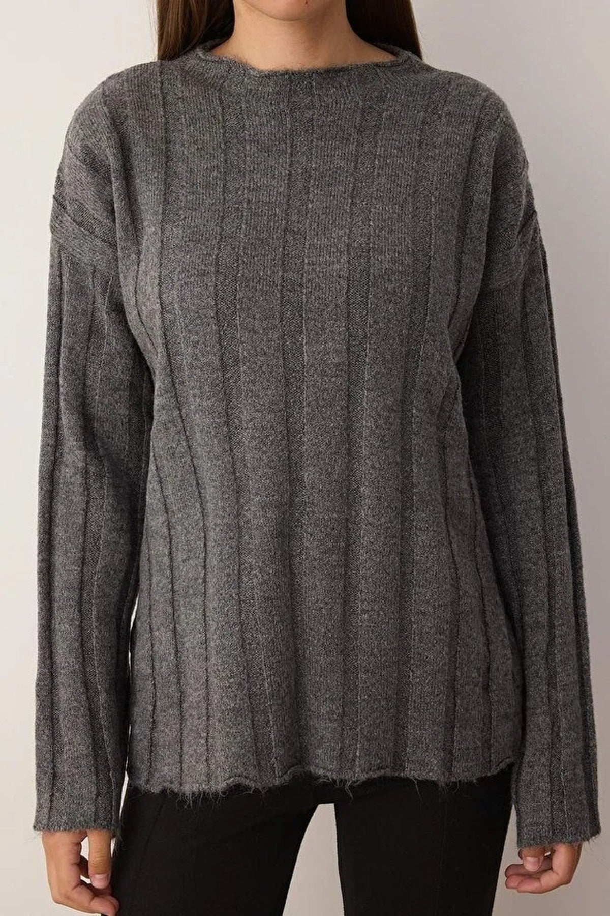 Soft Textured Loose Fit Knit Sweater