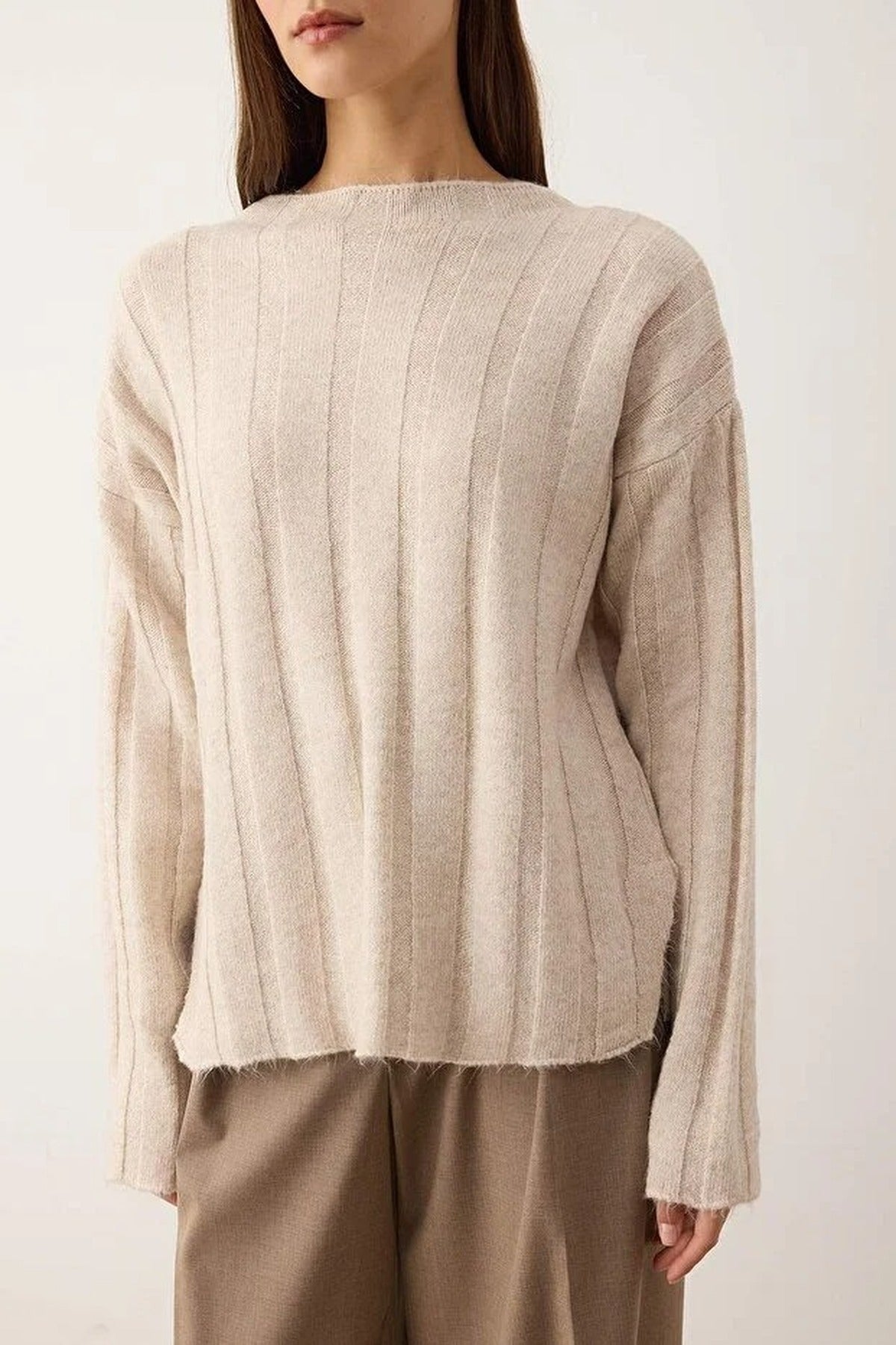 Soft Textured Loose Fit Knit Sweater