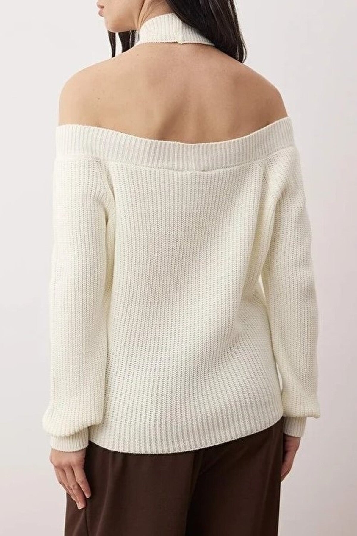 Crop Knit Sweater with Collar Detail