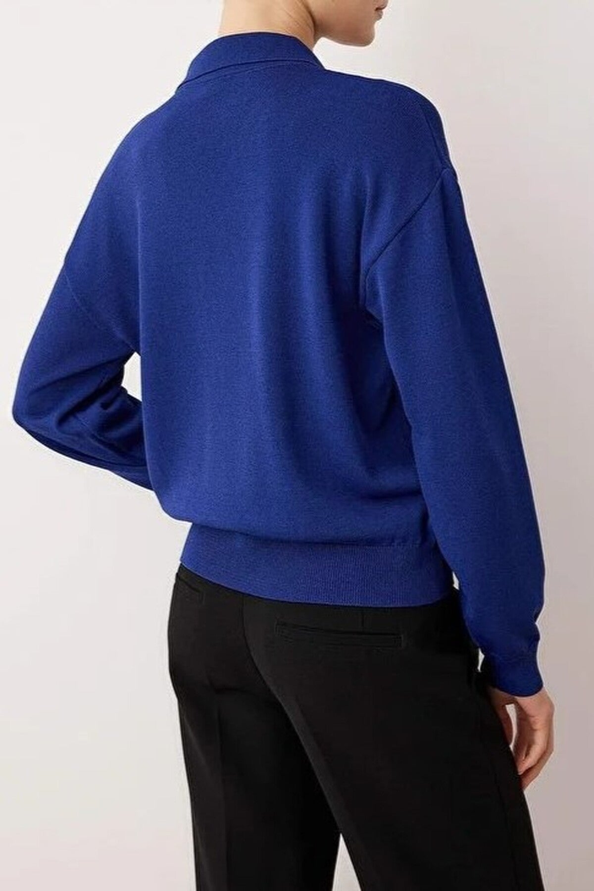 Mercerized Look Polo Collar Knit Sweater