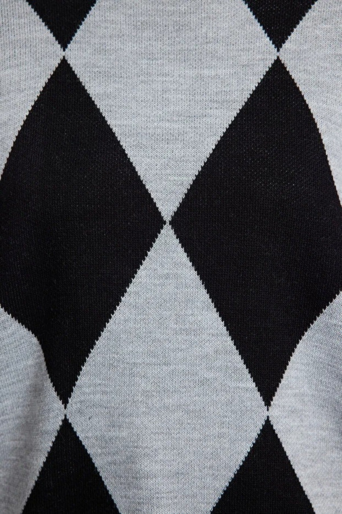 Patterned Crew Neck Knit Sweater