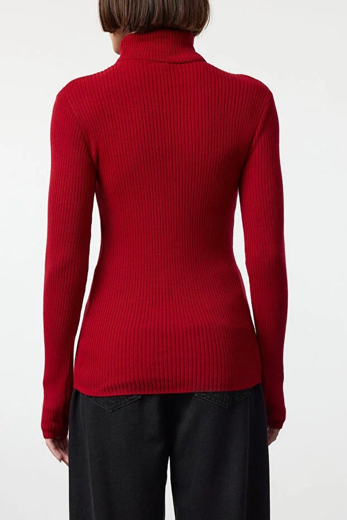 High Neck Knitted Sweater with Sleeve Detail