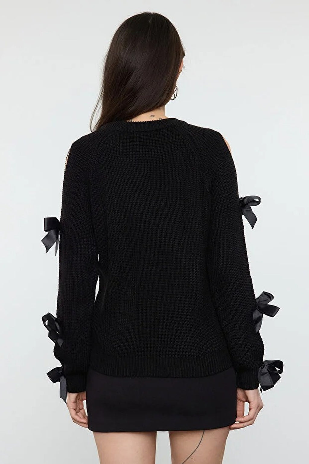 Sleeve Bow Detail Knitted Sweater