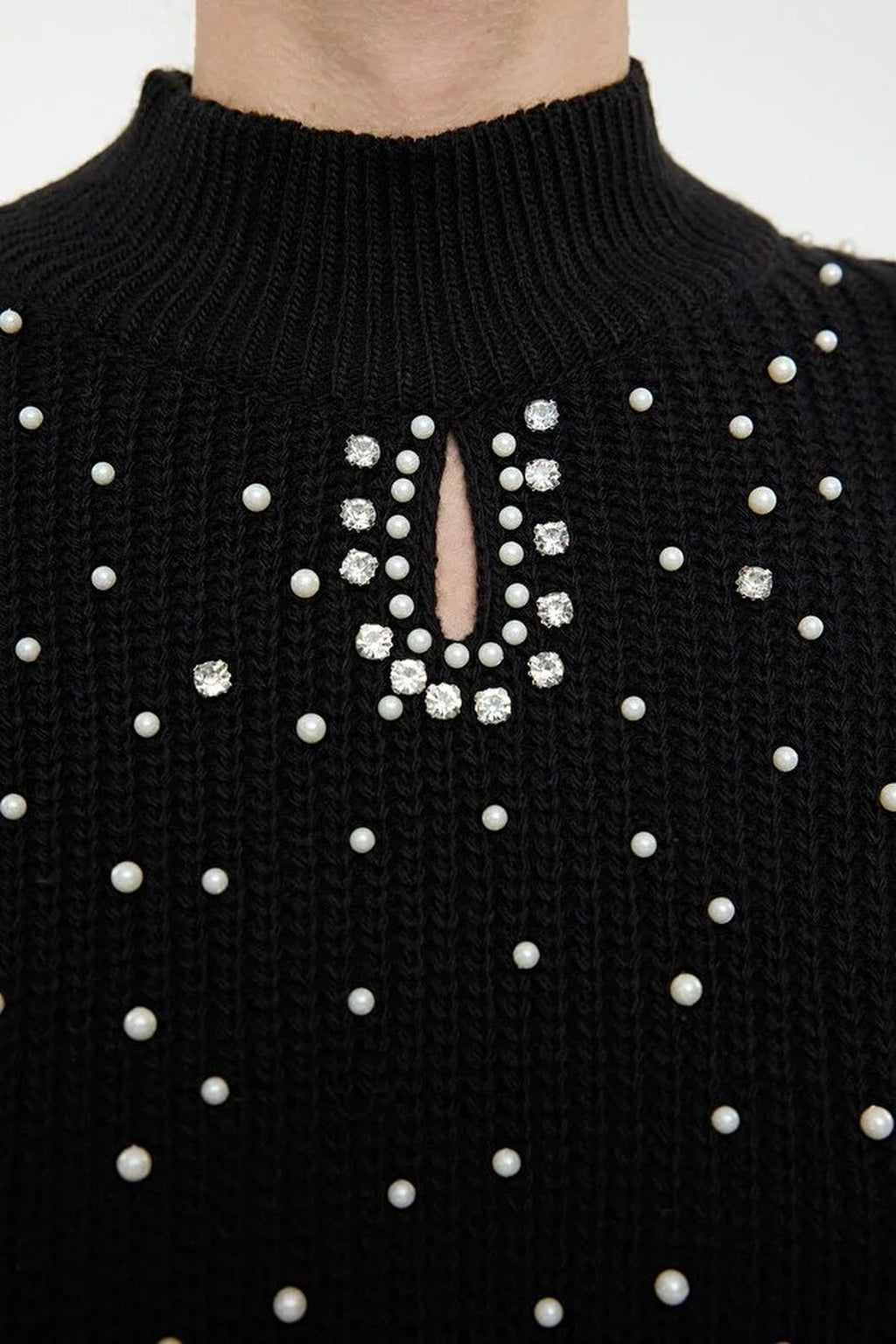 Stone and Pearl Detailed Knitted Sweater