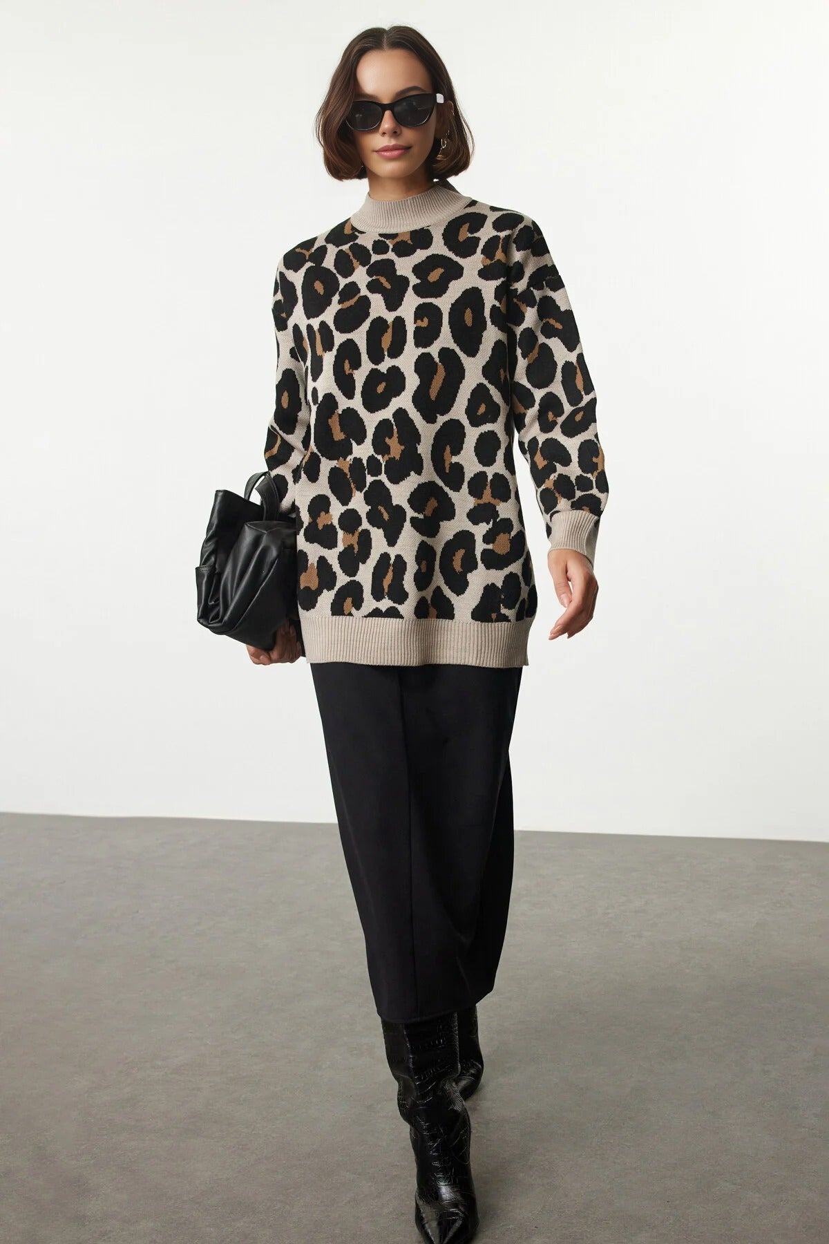 Leopard Print Knitted Sweater