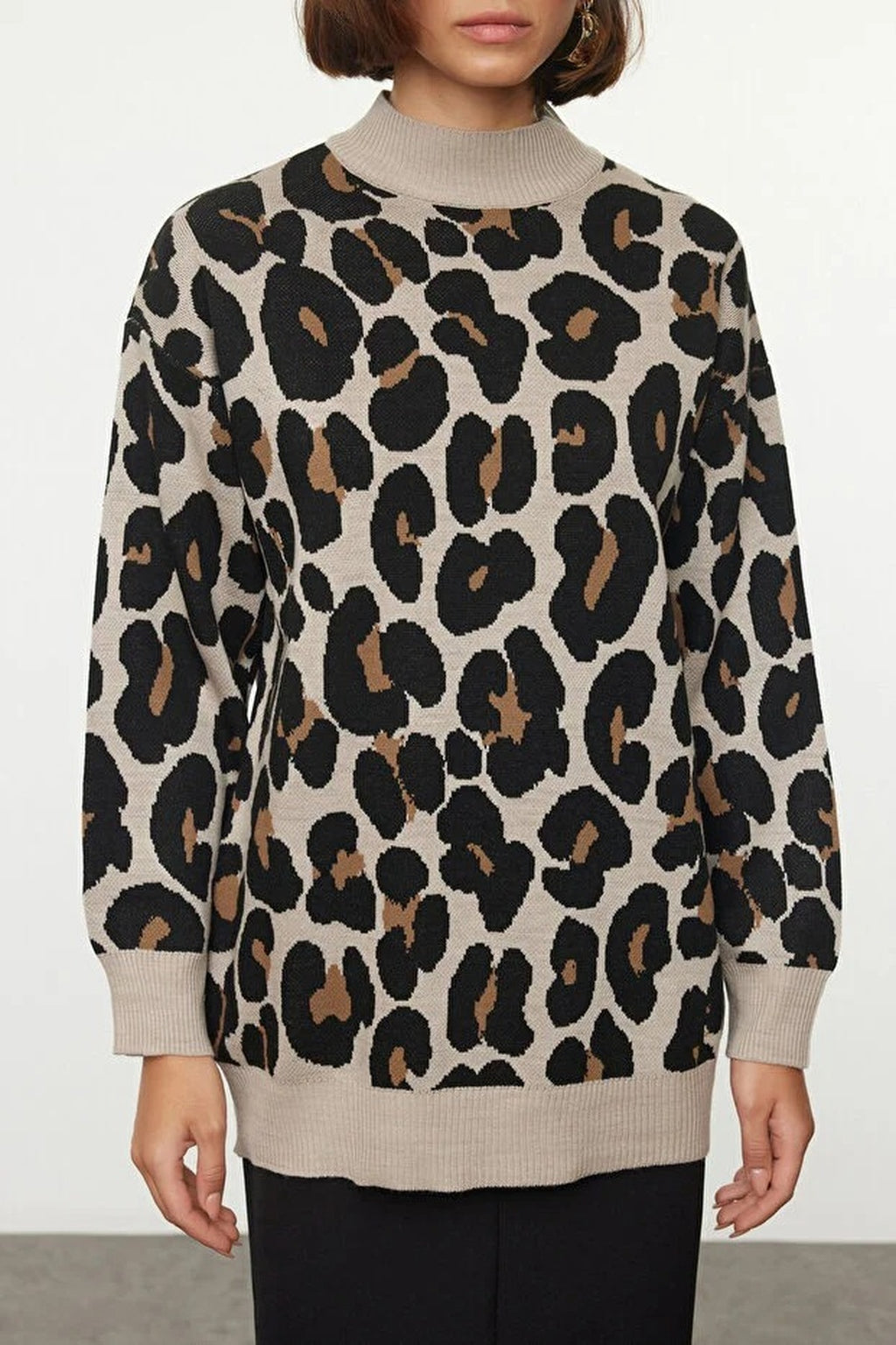 Leopard Print Knitted Sweater