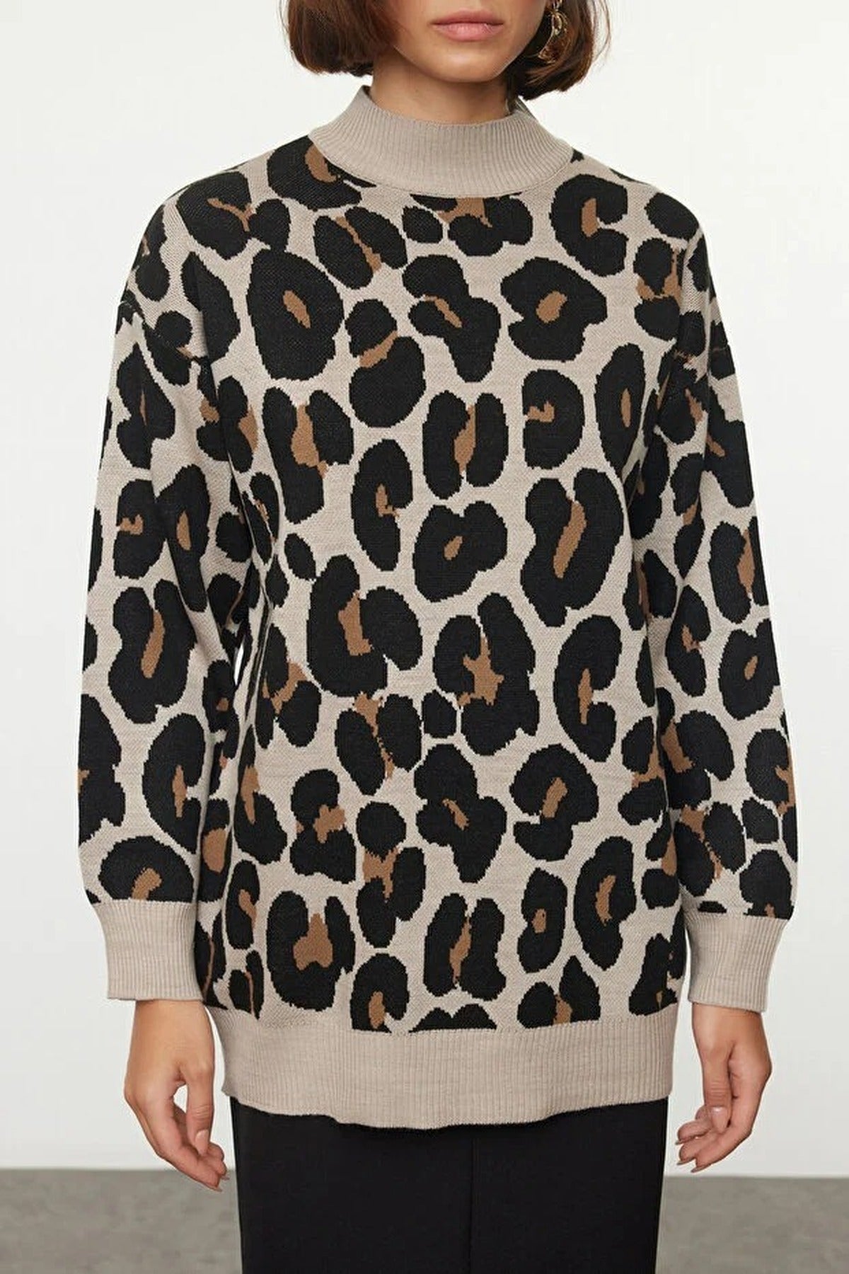 Leopard Print Knitted Sweater