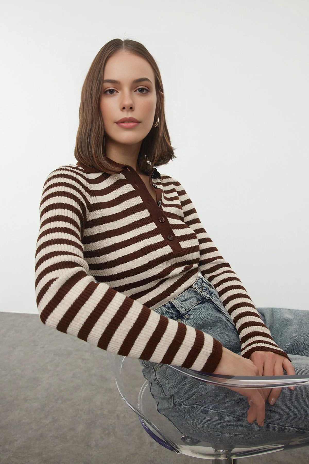Striped Fitted Knit Sweater