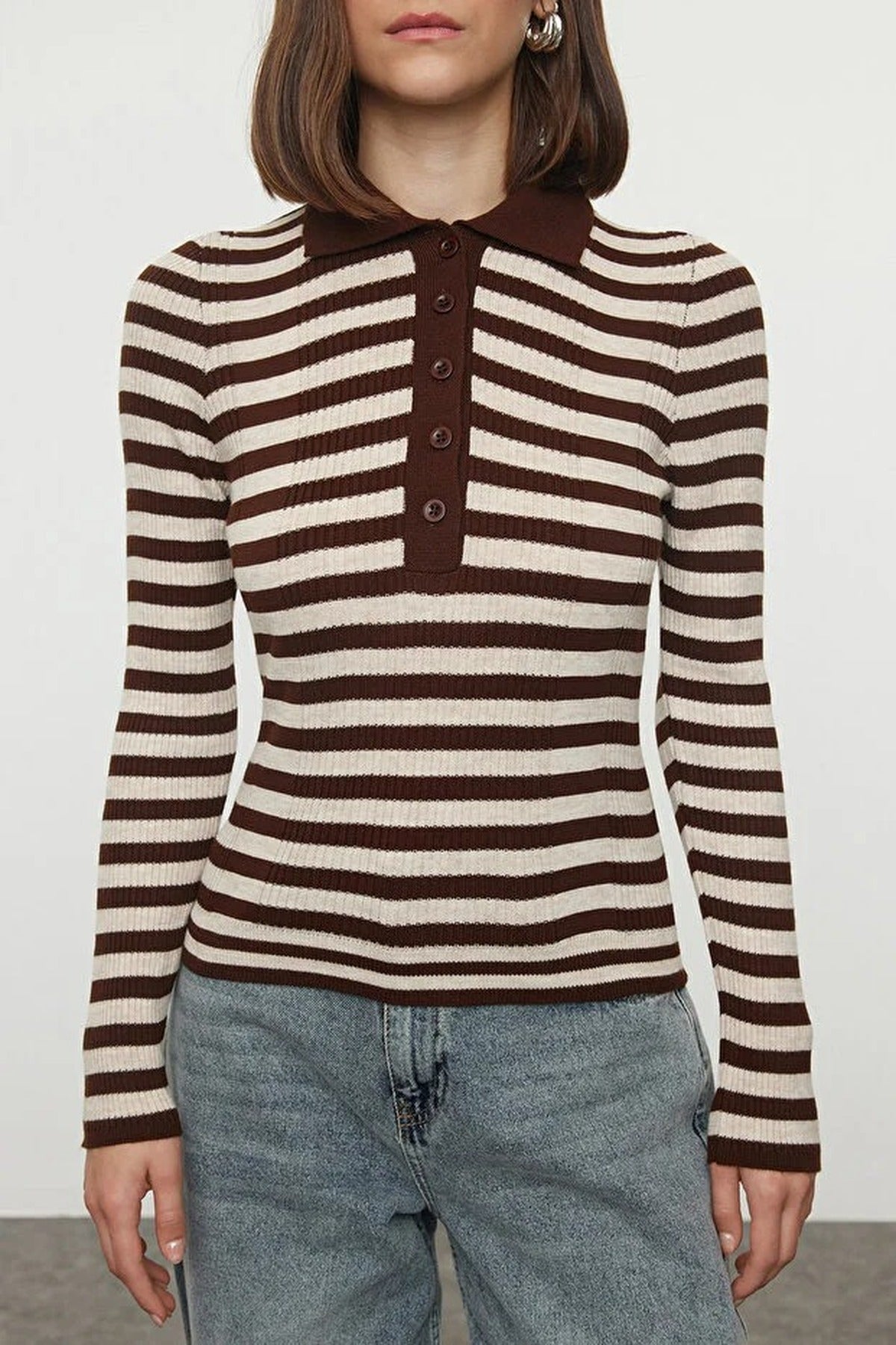 Striped Fitted Knit Sweater