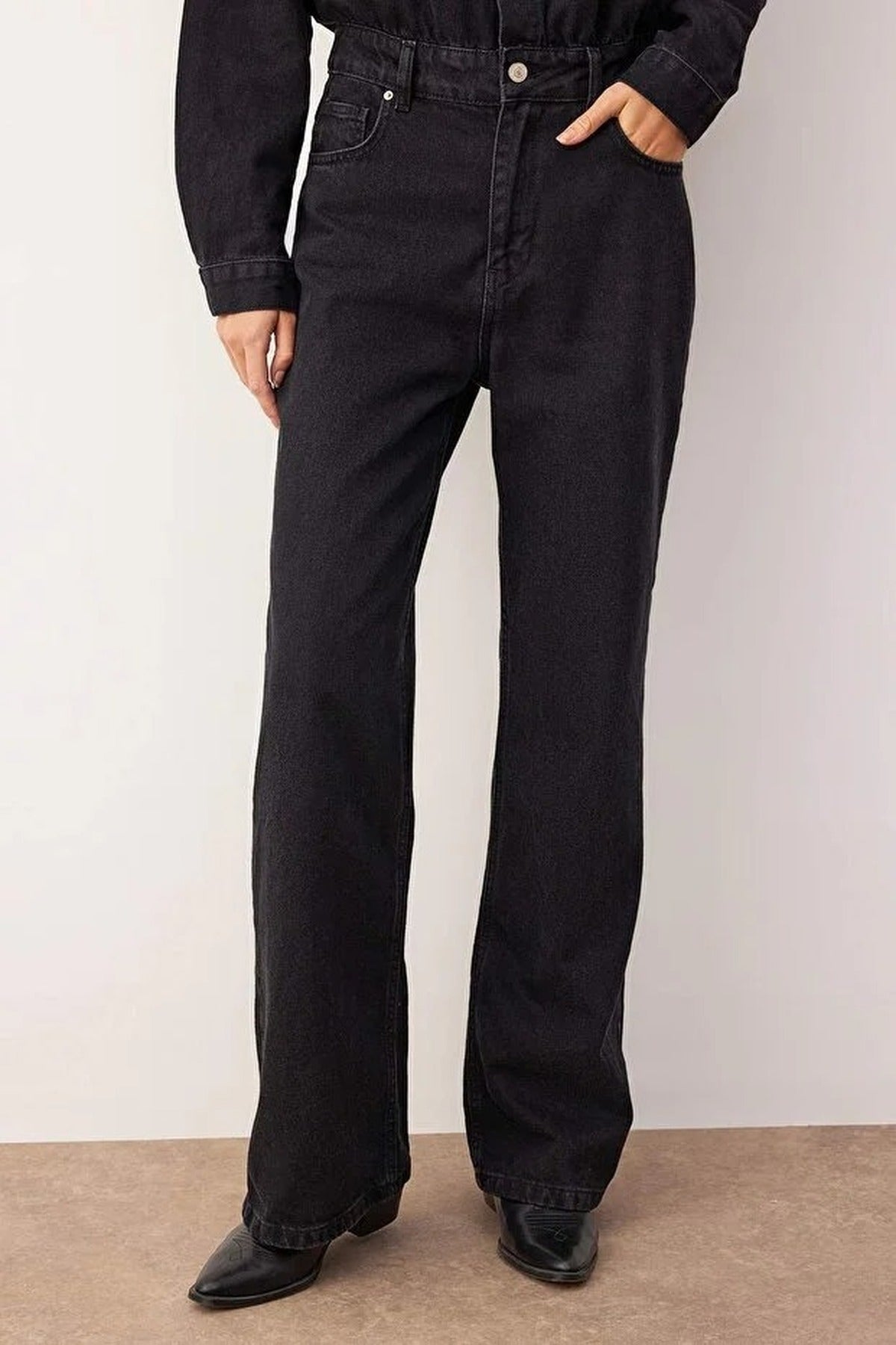 Shirt Collar Wide Leg Denim Jumpsuit