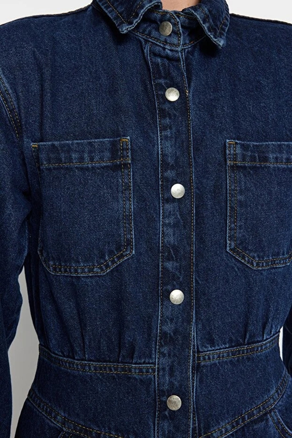 Balloon Sleeve Denim Jumpsuit
