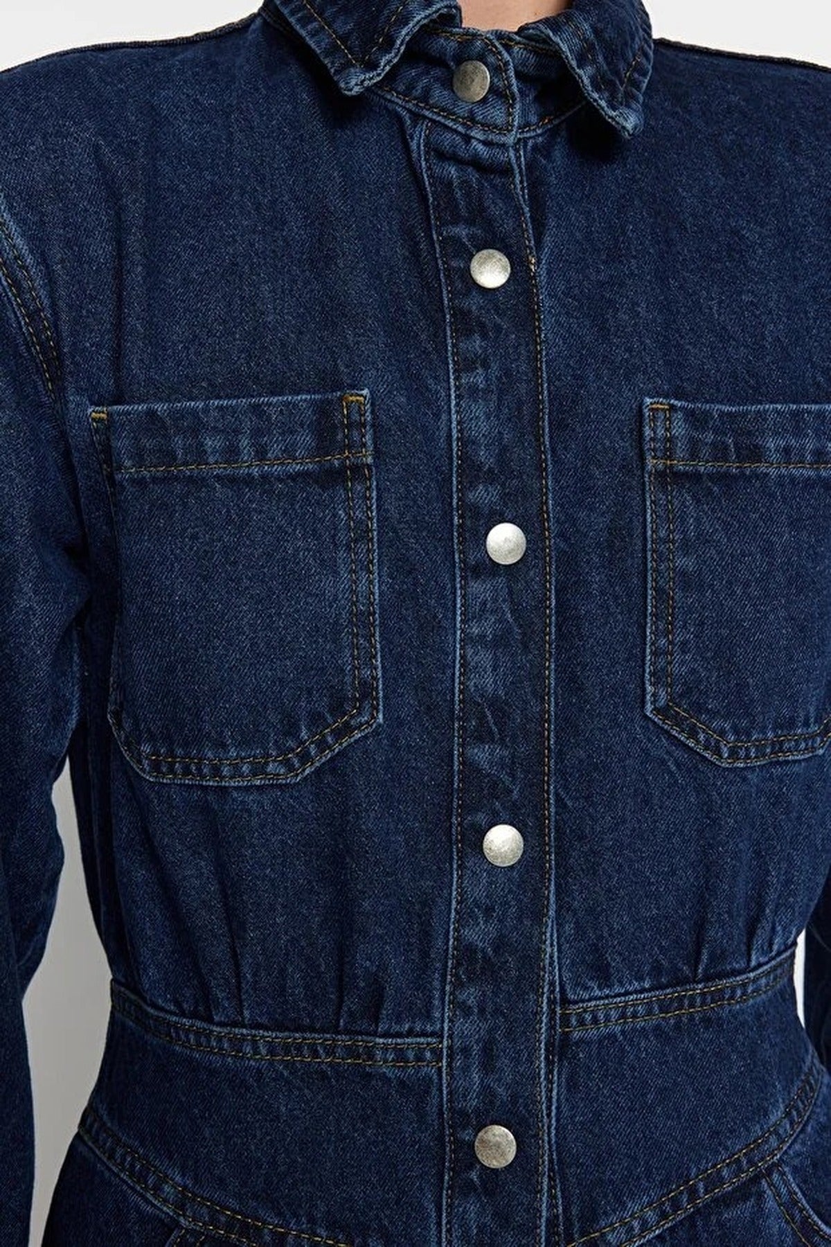 Balloon Sleeve Denim Jumpsuit
