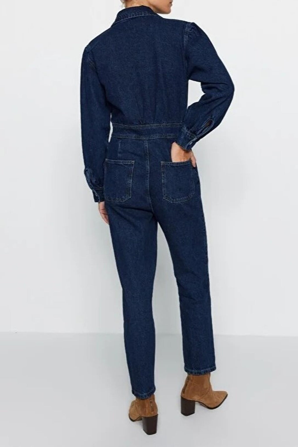 Balloon Sleeve Denim Jumpsuit