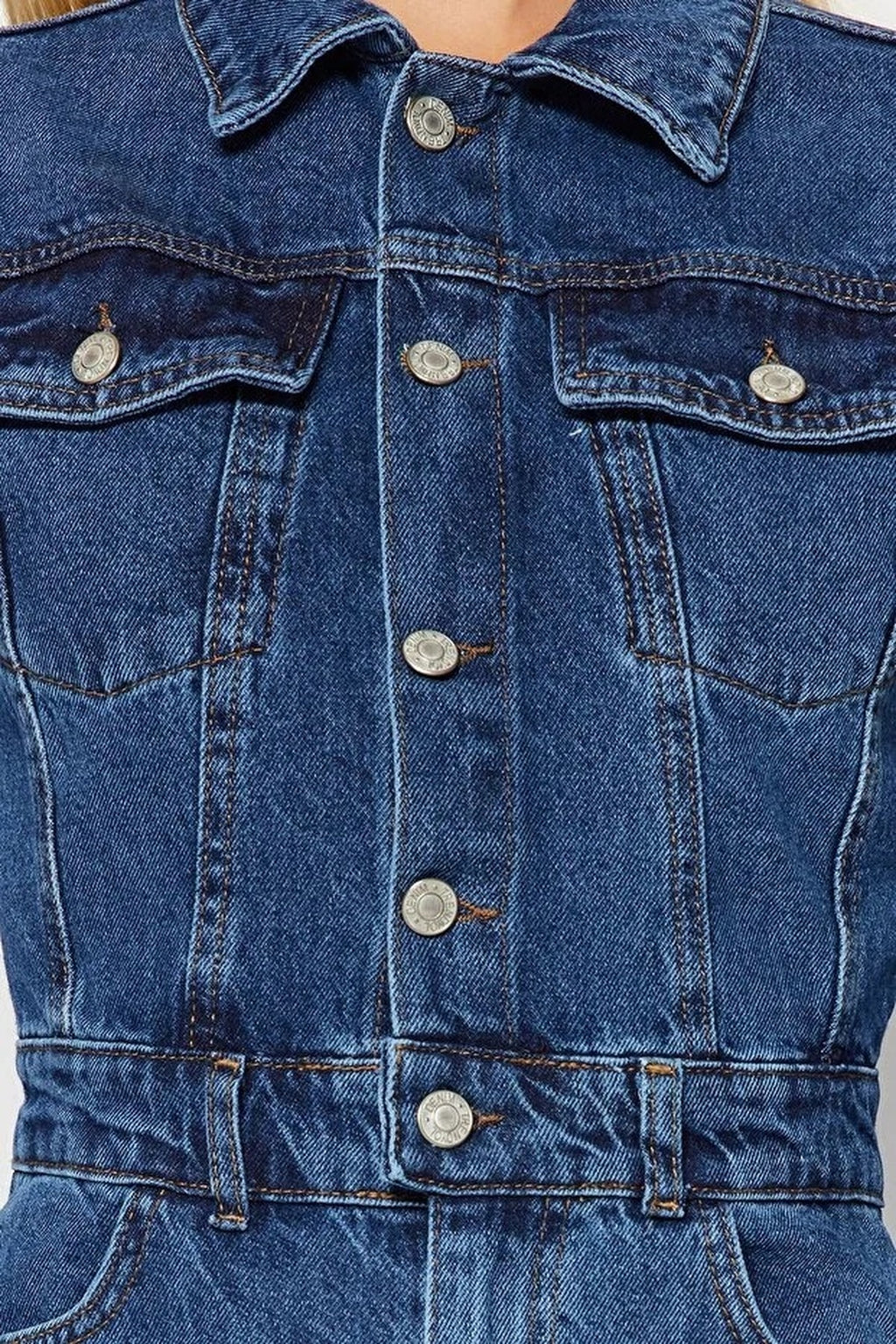 Denim Jumpsuit with Stitching Detail