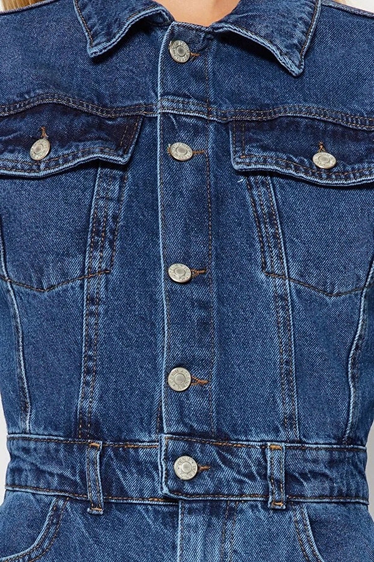 Denim Jumpsuit with Stitching Detail