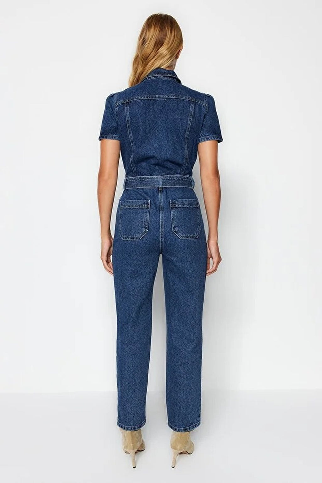 Belted Denim Jumpsuit