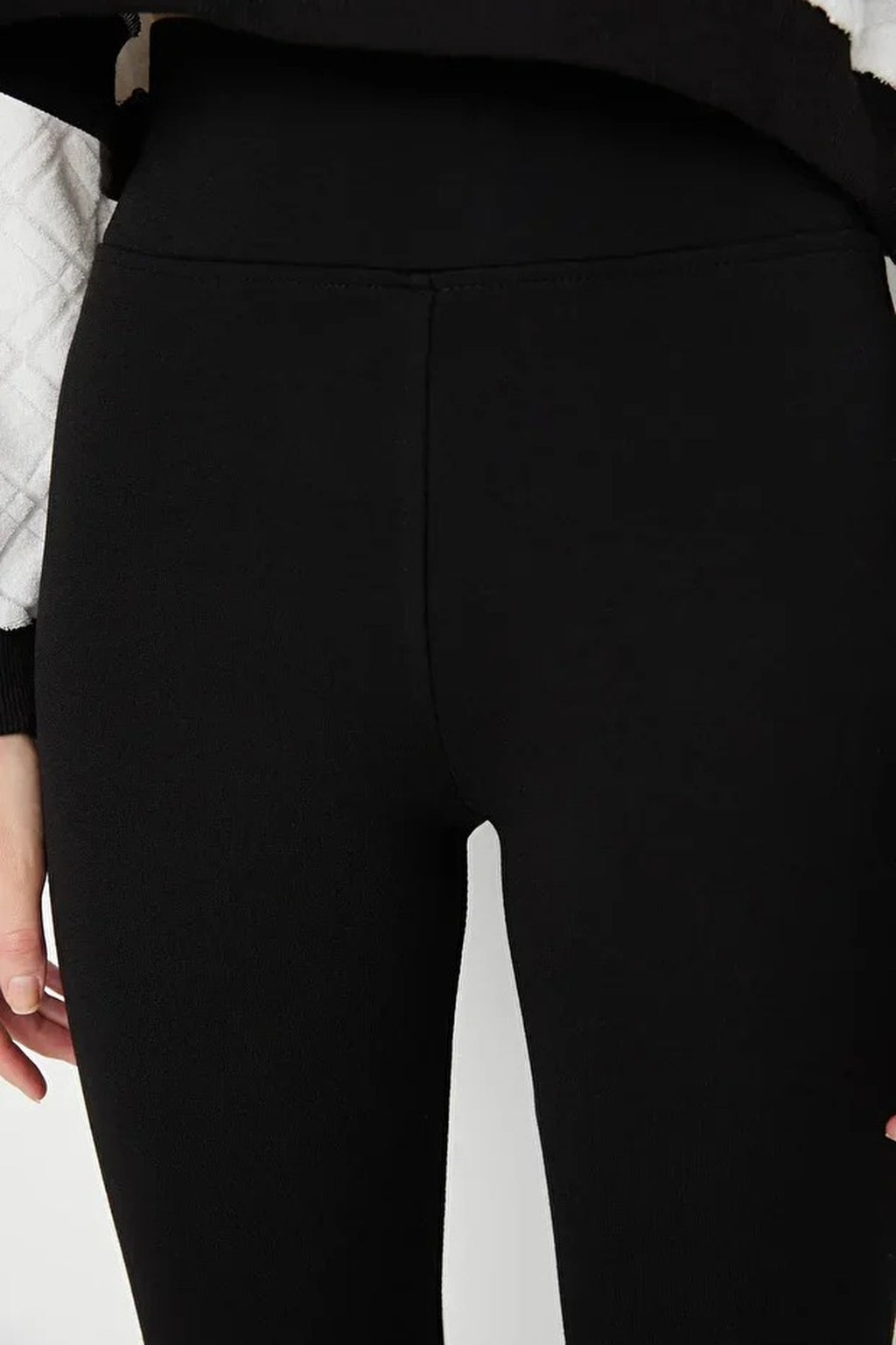 High Waist Elastic Knit Leggings with Elastic Waistband