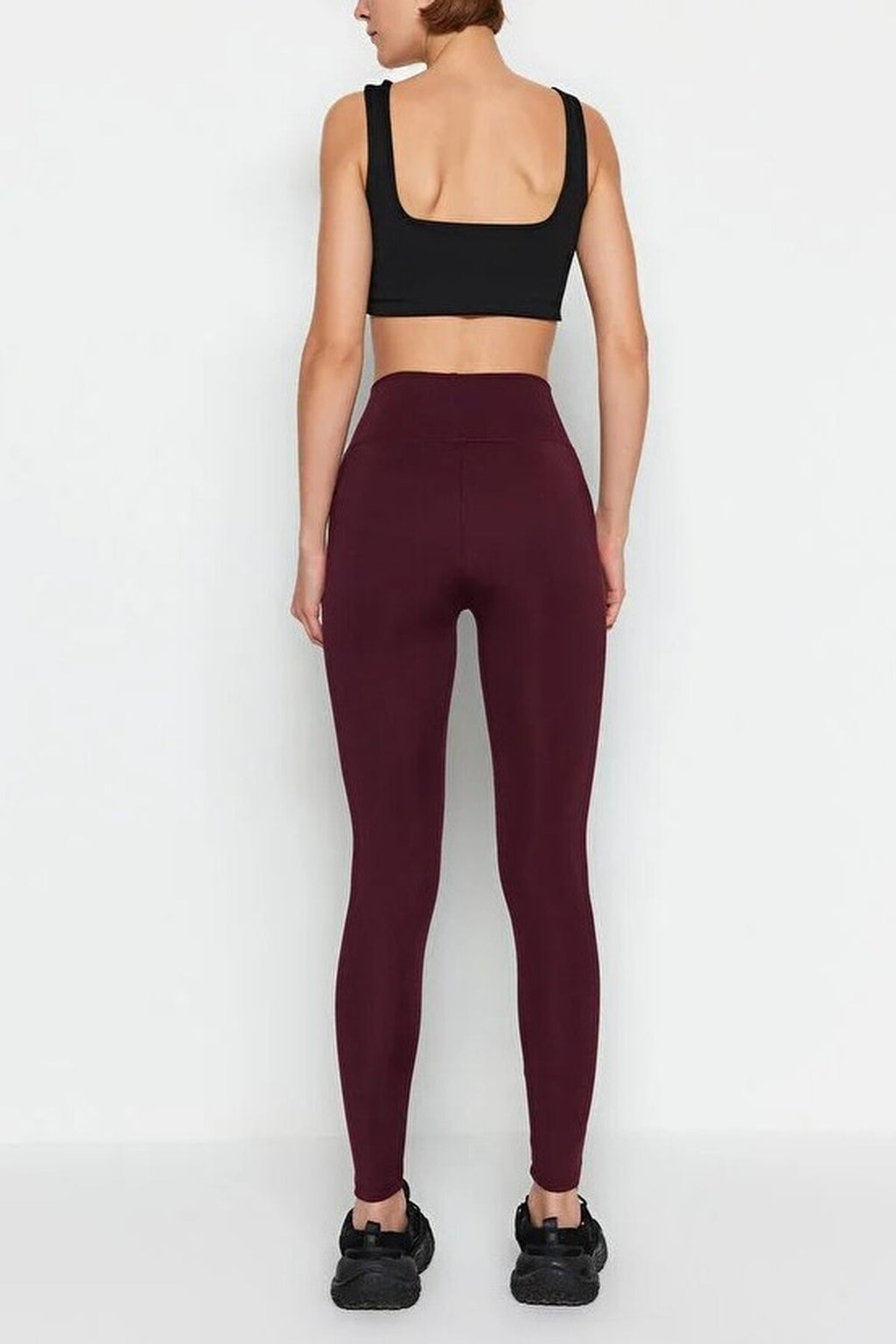 Extra-Compensating Knit Sports Leggings with Wide Waist Elastic