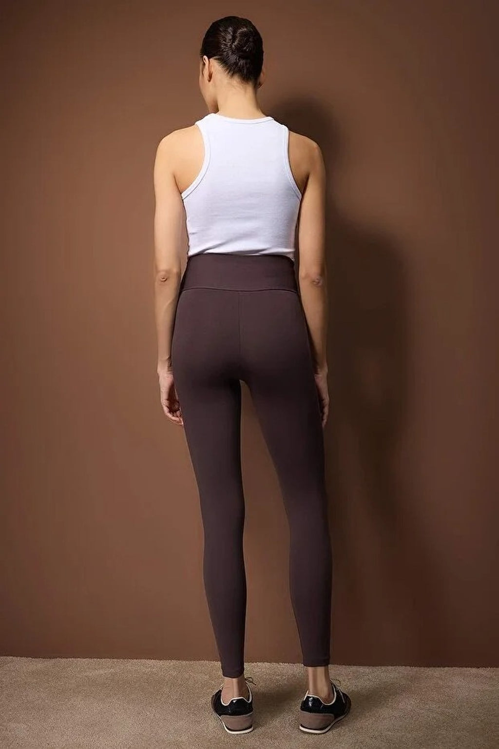 Full-Length Knitted Sports Leggings with Wrap Waist Detail