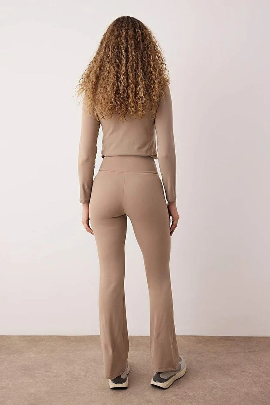 Wrap Waist and Flared Yoga Knit Sports Leggings with Pocket Detail