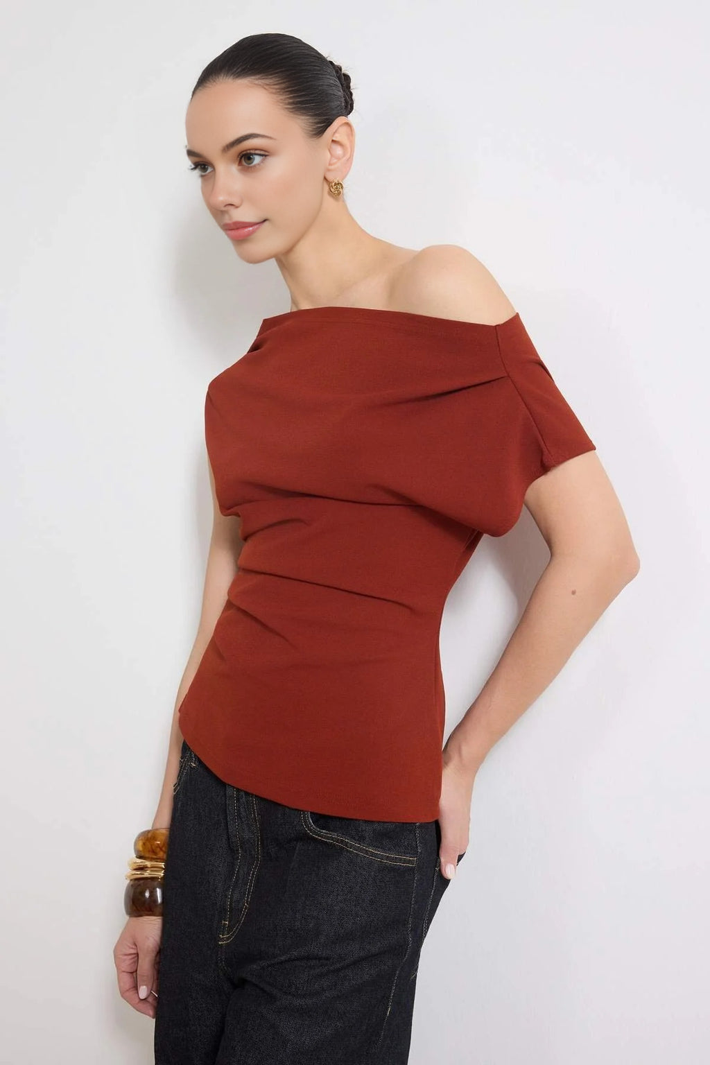 Draped One Shoulder Blouse
