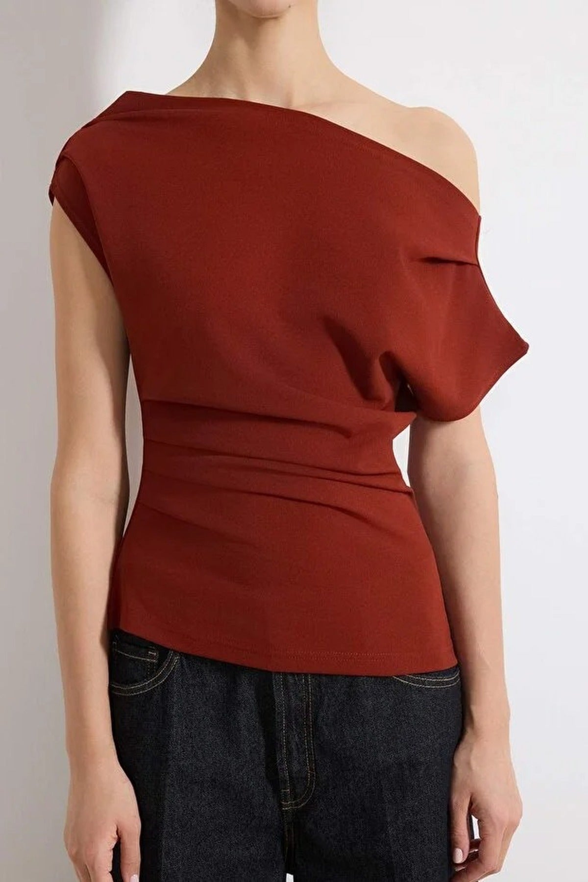 Draped One Shoulder Blouse