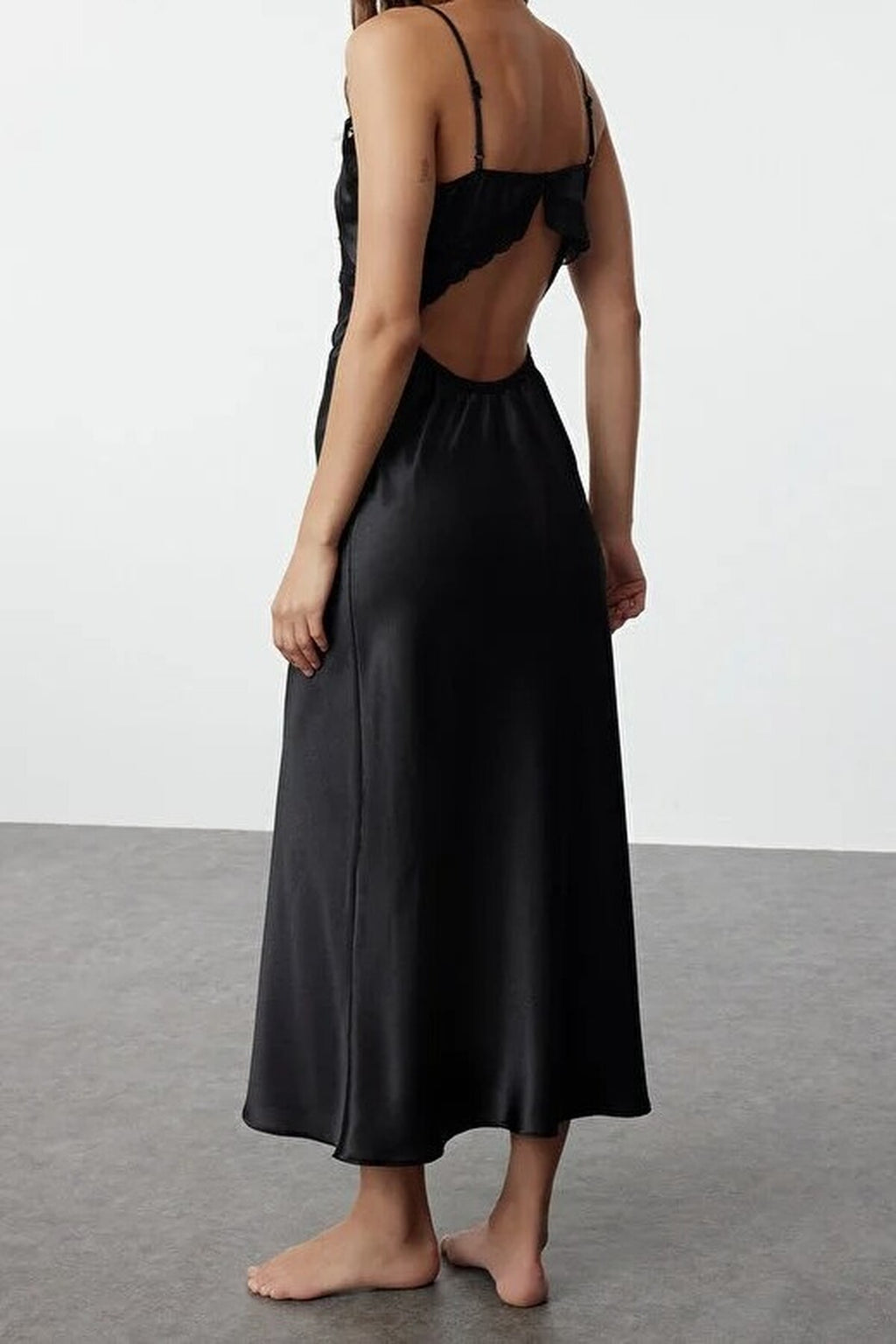 Satin Woven Nightdress with Lace Back Detail