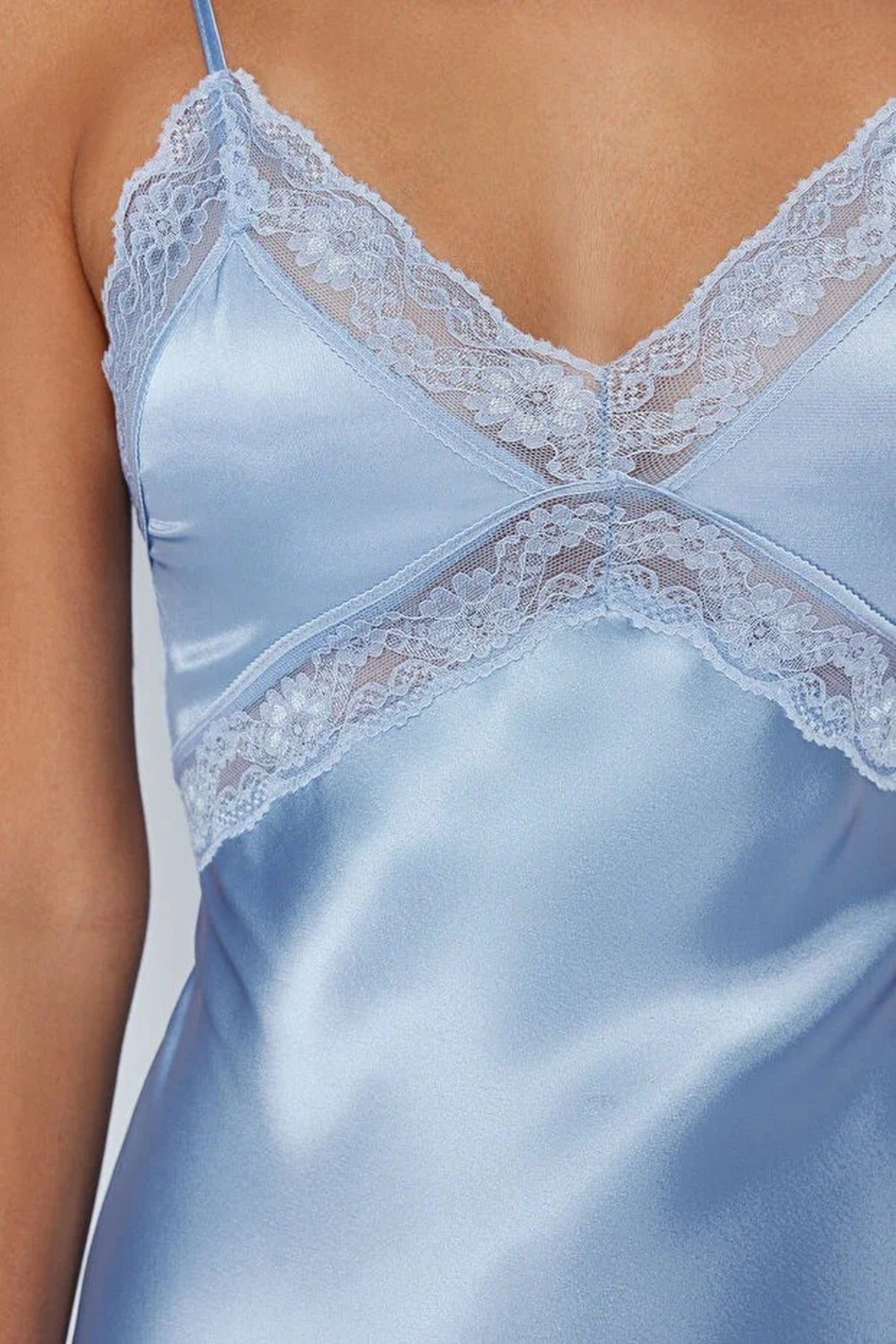 Satin Woven Nightdress with Lace Back Detail