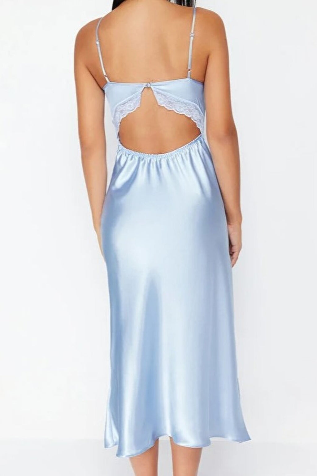 Satin Woven Nightdress with Lace Back Detail