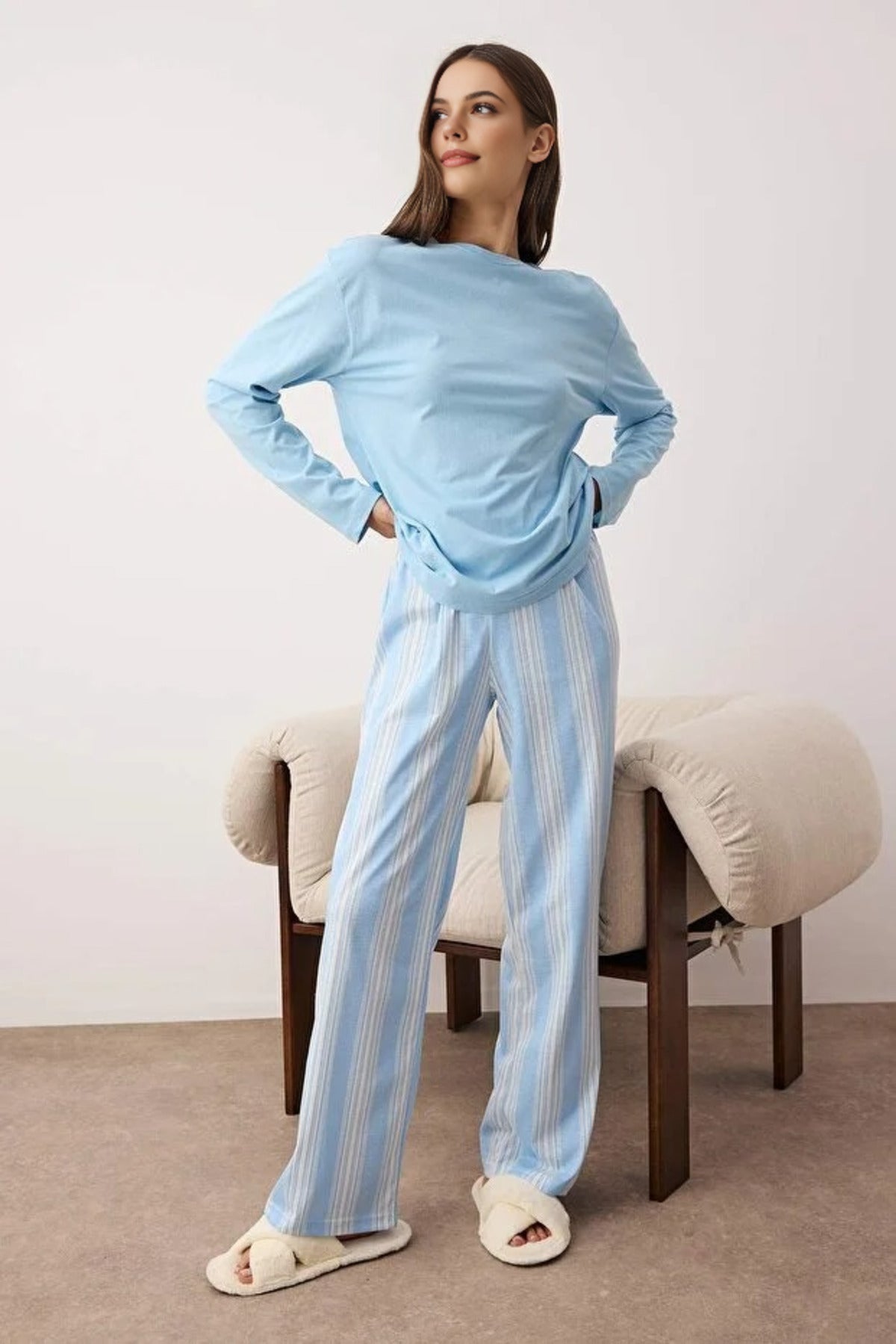 2-Piece Cotton Striped Knit Pajama Set