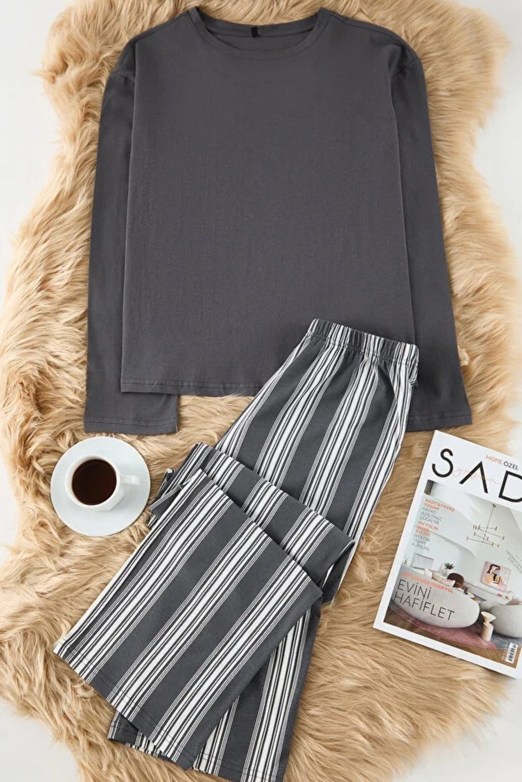 2-Piece Cotton Striped Knit Pajama Set