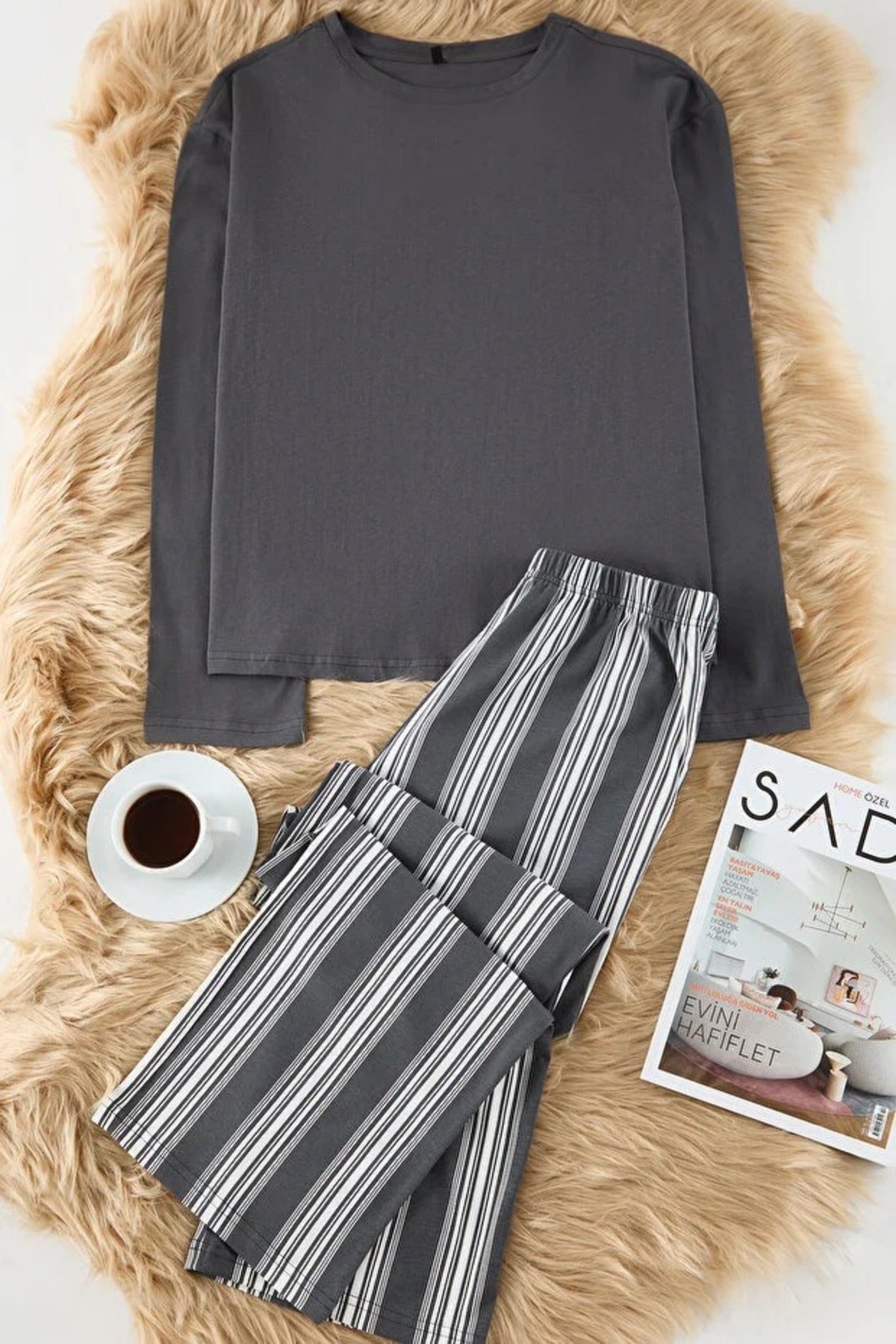 2-Piece Cotton Striped Knit Pajama Set