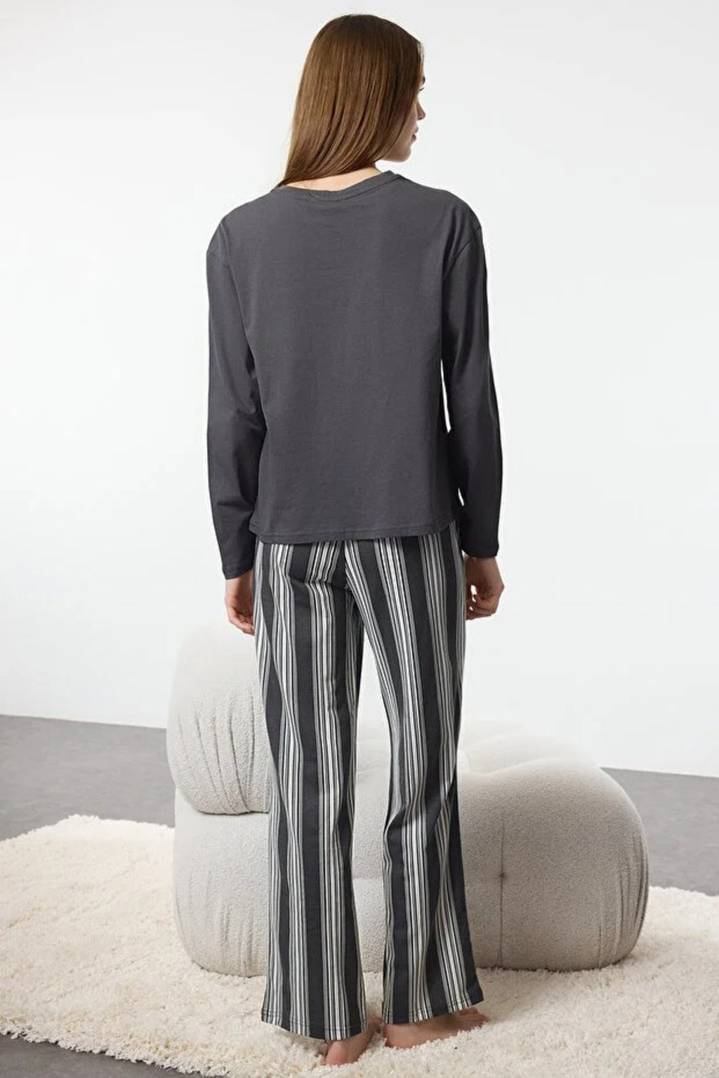 2-Piece Cotton Striped Knit Pajama Set