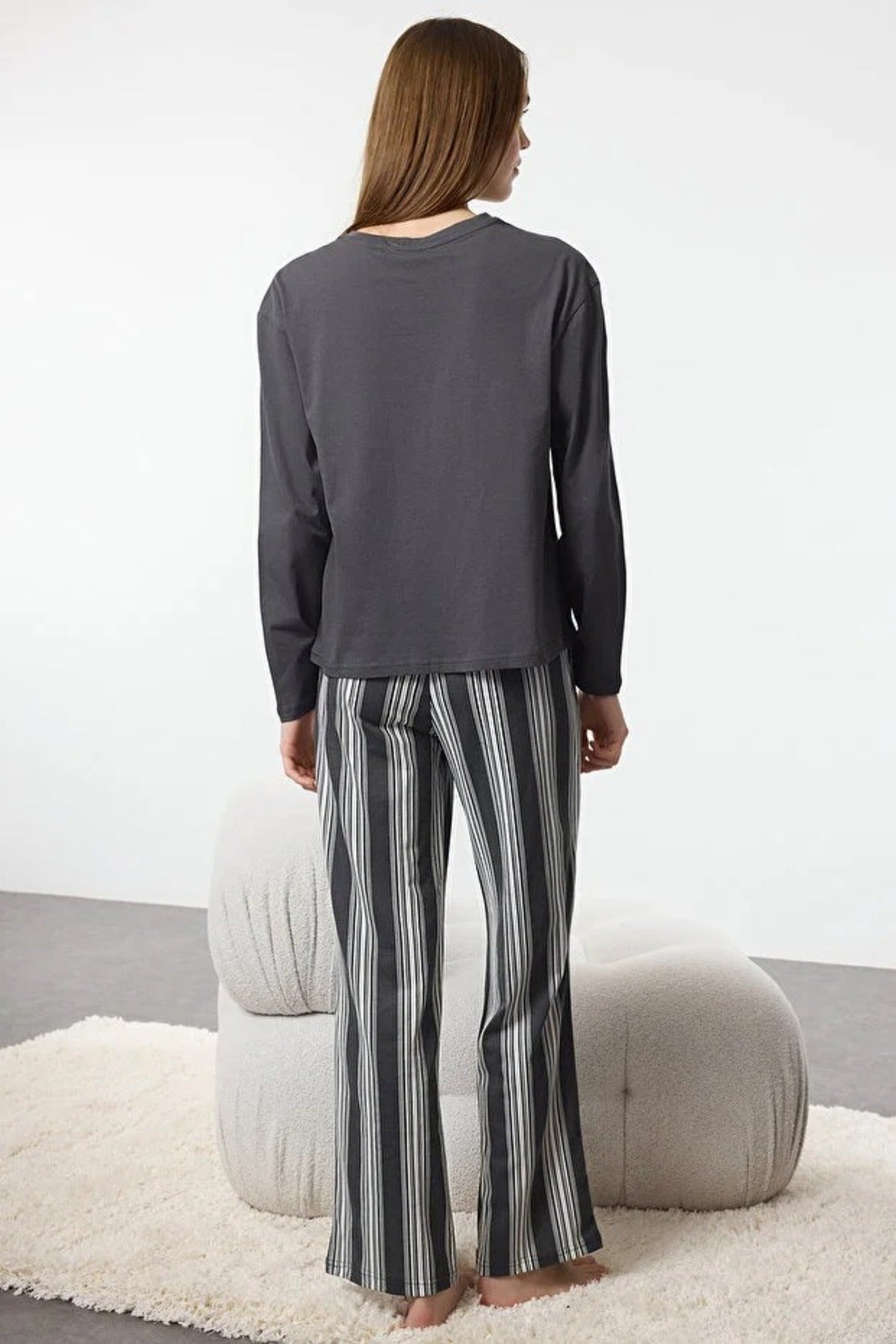 2-Piece Cotton Striped Knit Pajama Set