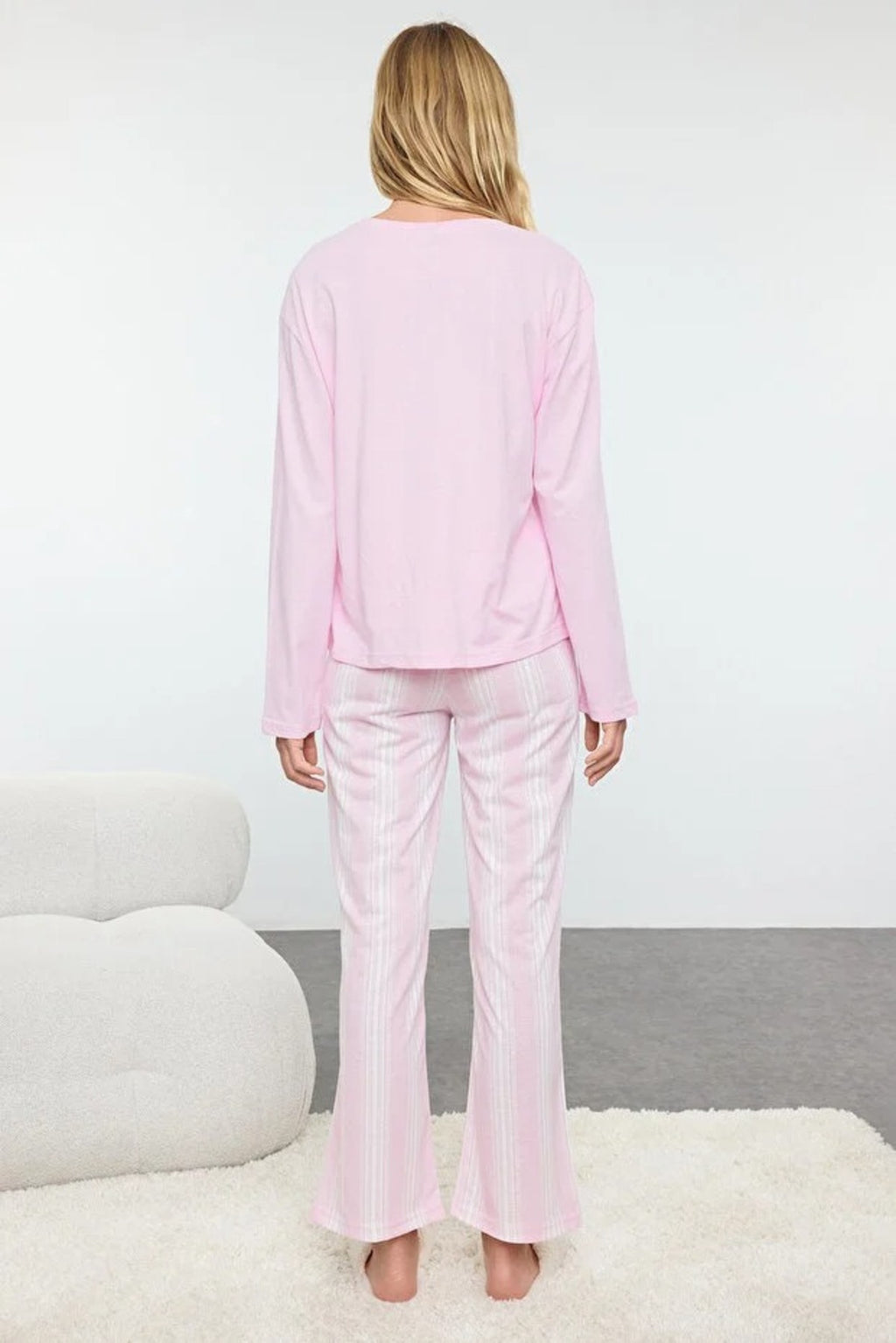 2-Piece Cotton Striped Knit Pajama Set