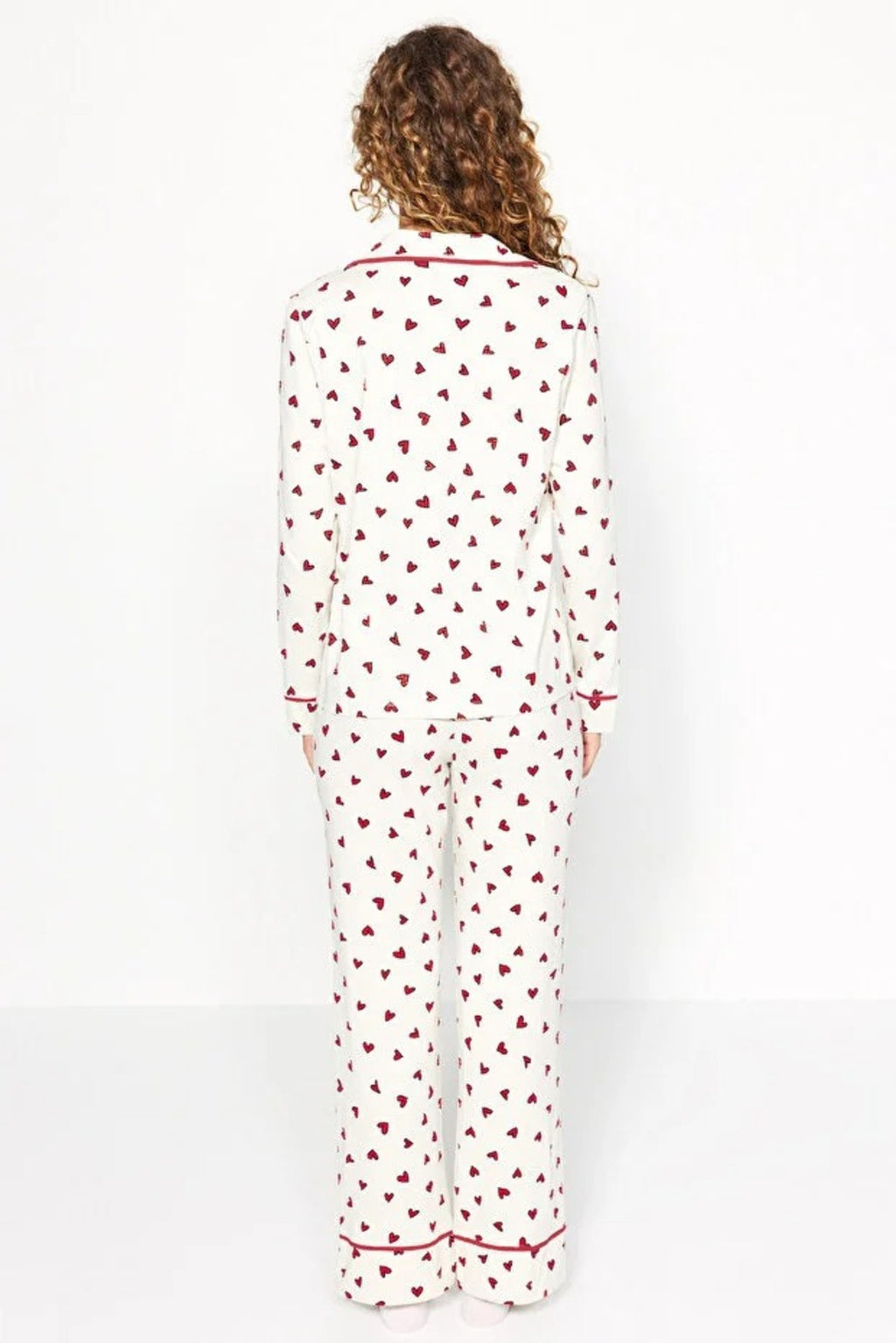 2-Piece Cotton Heart Print Knit Pajama Set