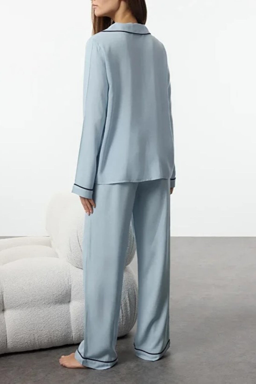 2-Piece Heart Embroidered Viscose Woven Pajama Set