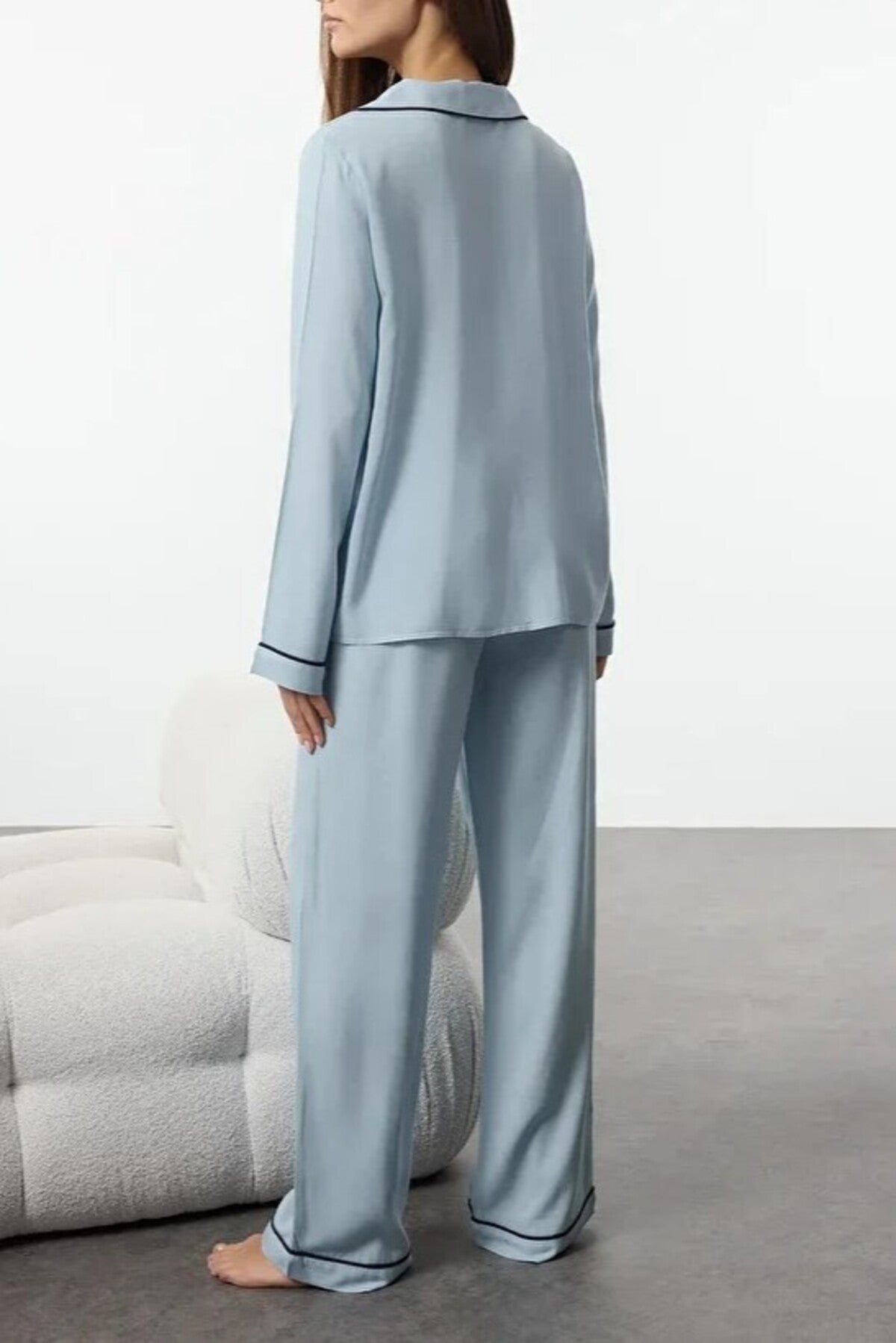 2-Piece Heart Embroidered Viscose Woven Pajama Set