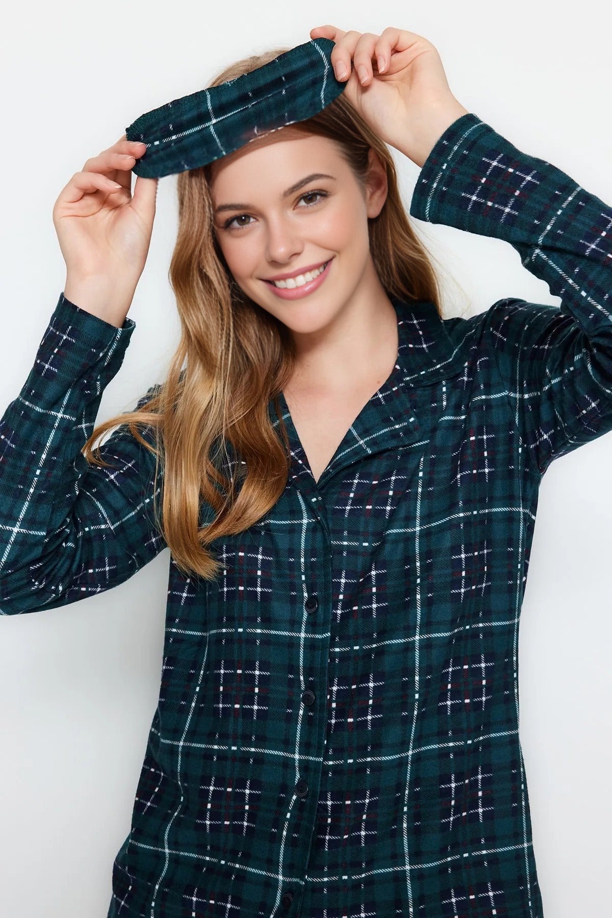 2 Piece Argyle Knit Pajama Set with Sleep Band