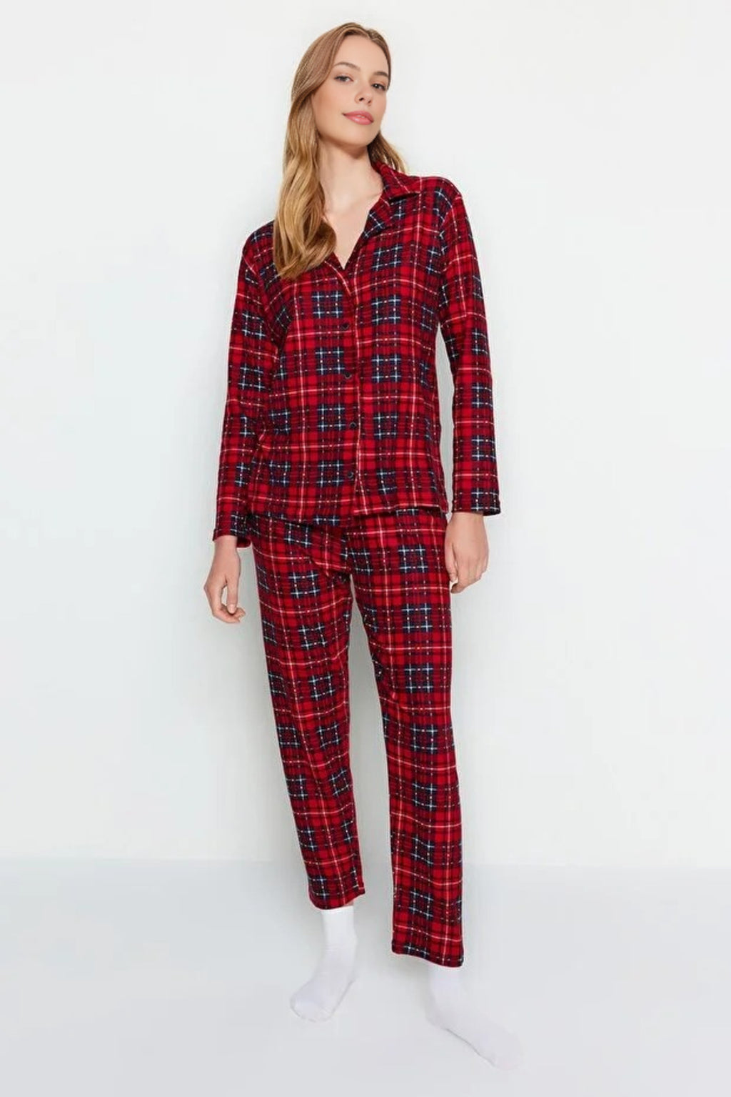 2 Piece Argyle Knit Pajama Set with Sleep Band