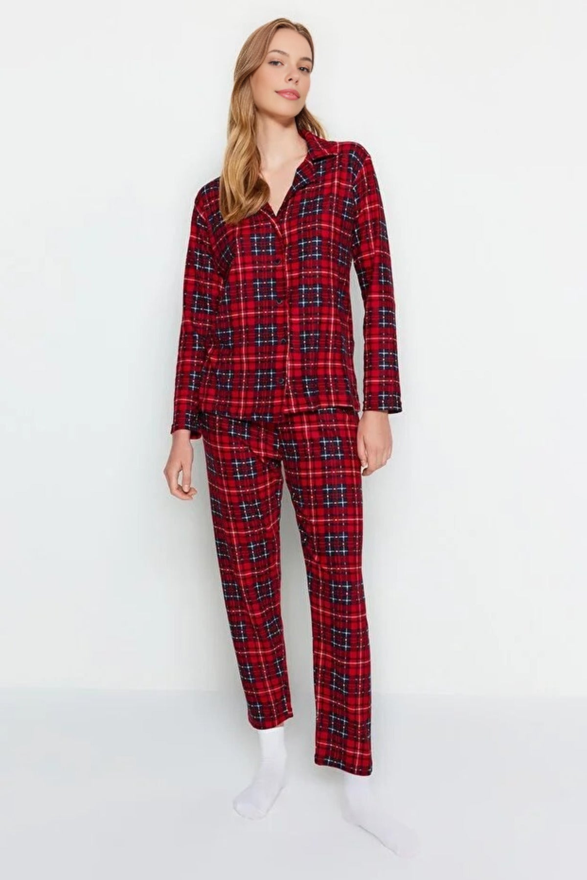 2 Piece Argyle Knit Pajama Set with Sleep Band