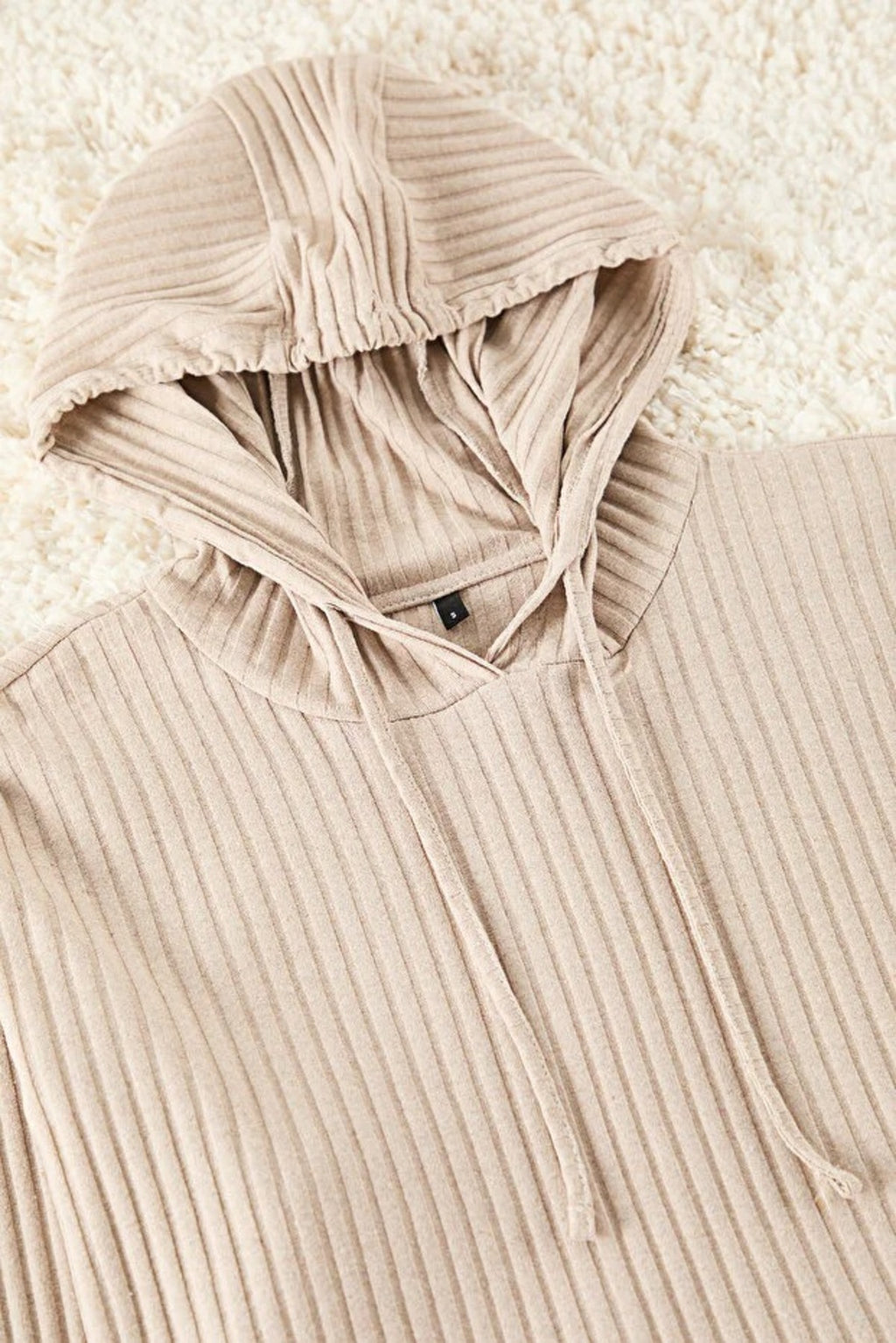 2 Piece Ribbed Knit Pajama Set with Hood