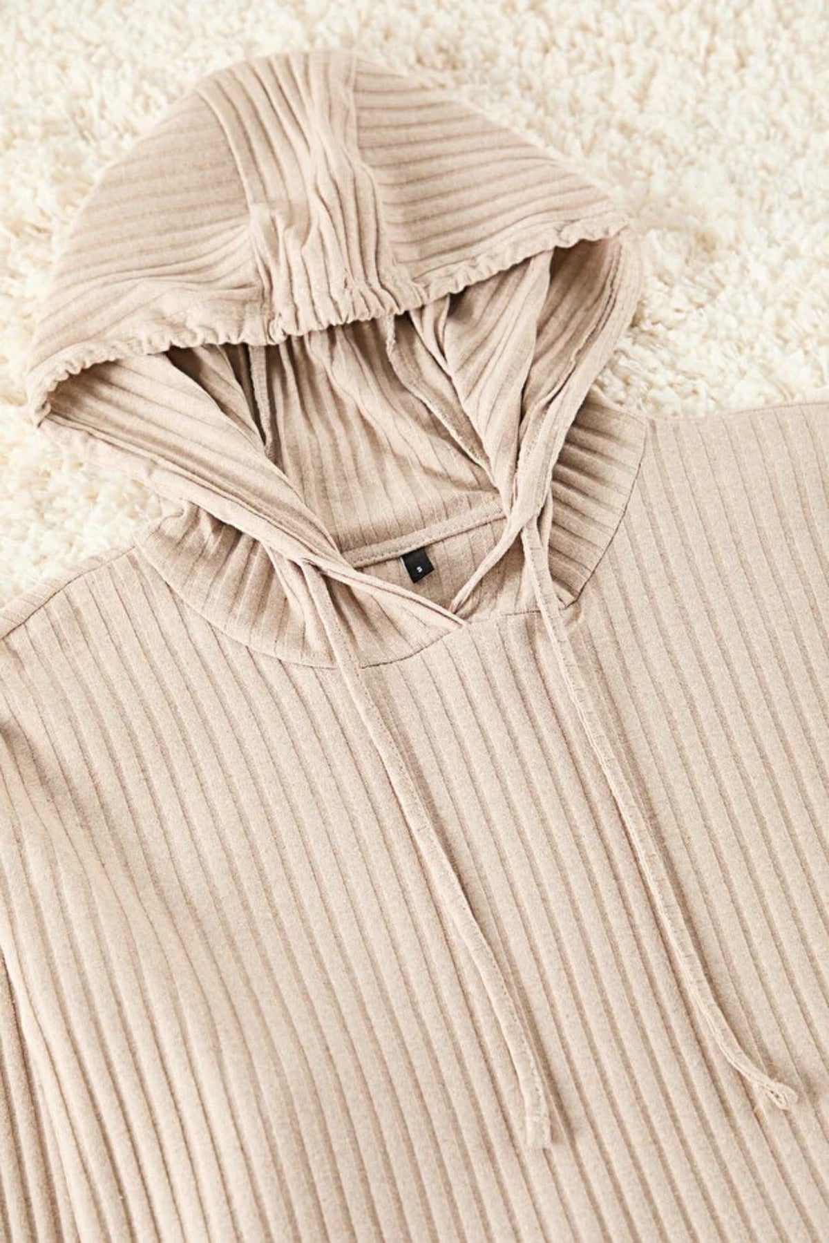 2 Piece Ribbed Knit Pajama Set with Hood