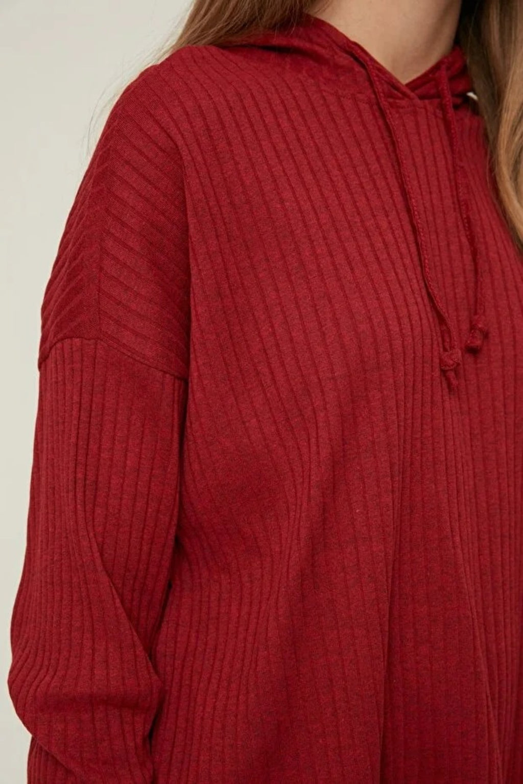 2 Piece Ribbed Knit Pajama Set with Hood