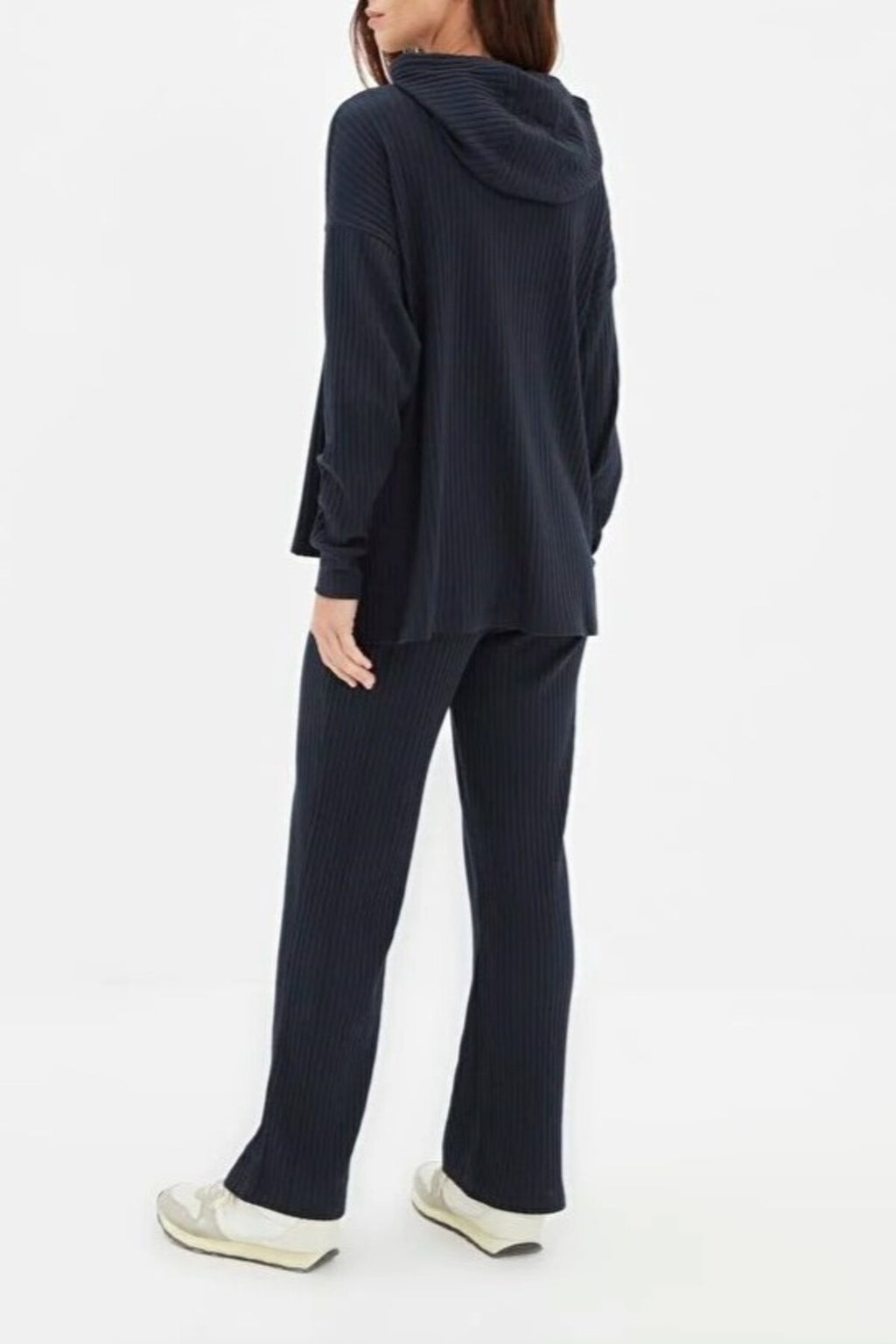 2 Piece Ribbed Knit Pajama Set with Hood