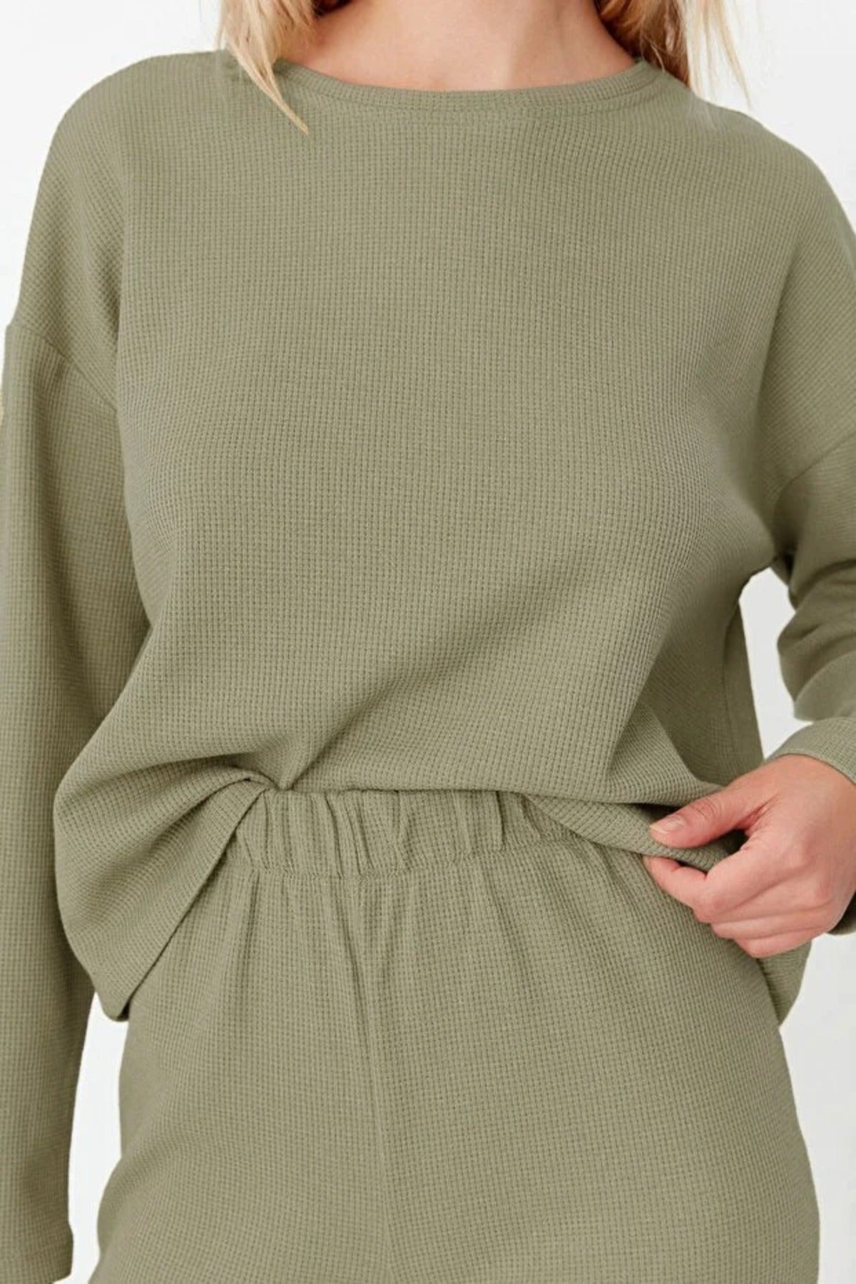 2-Piece Waffle Knit Pajama Set