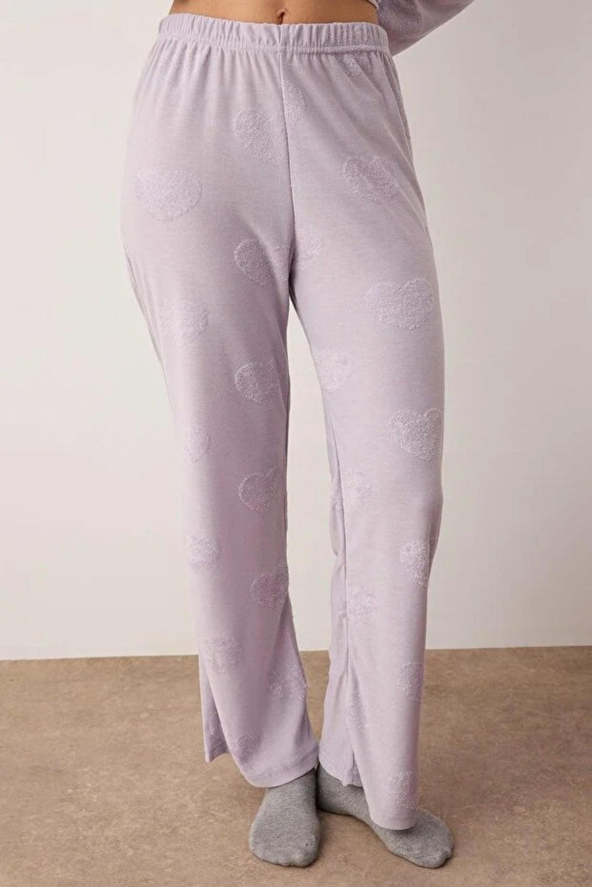 2-Piece Heart Patch Knit Pajama Set