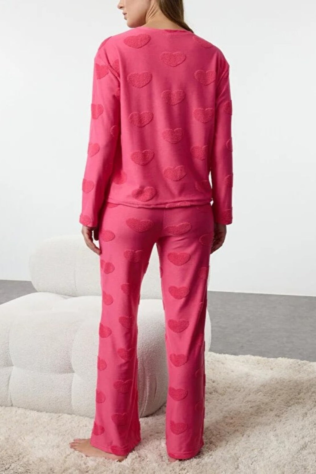 2-Piece Heart Patch Knit Pajama Set