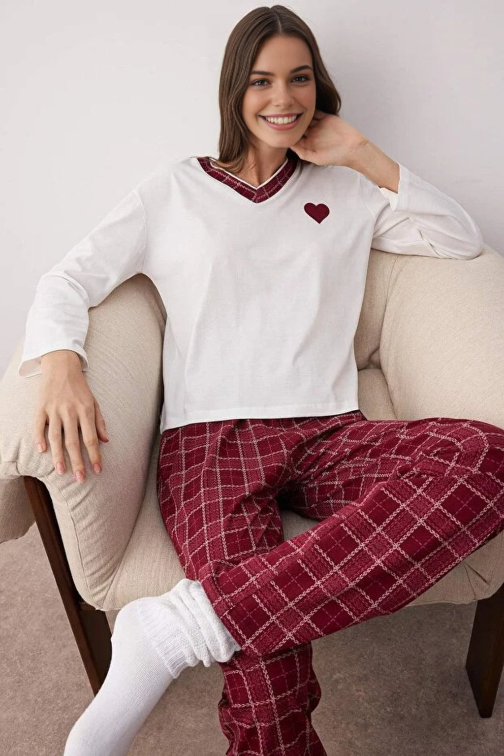 2-Piece 100% Cotton Argyle Knit Pajama Set