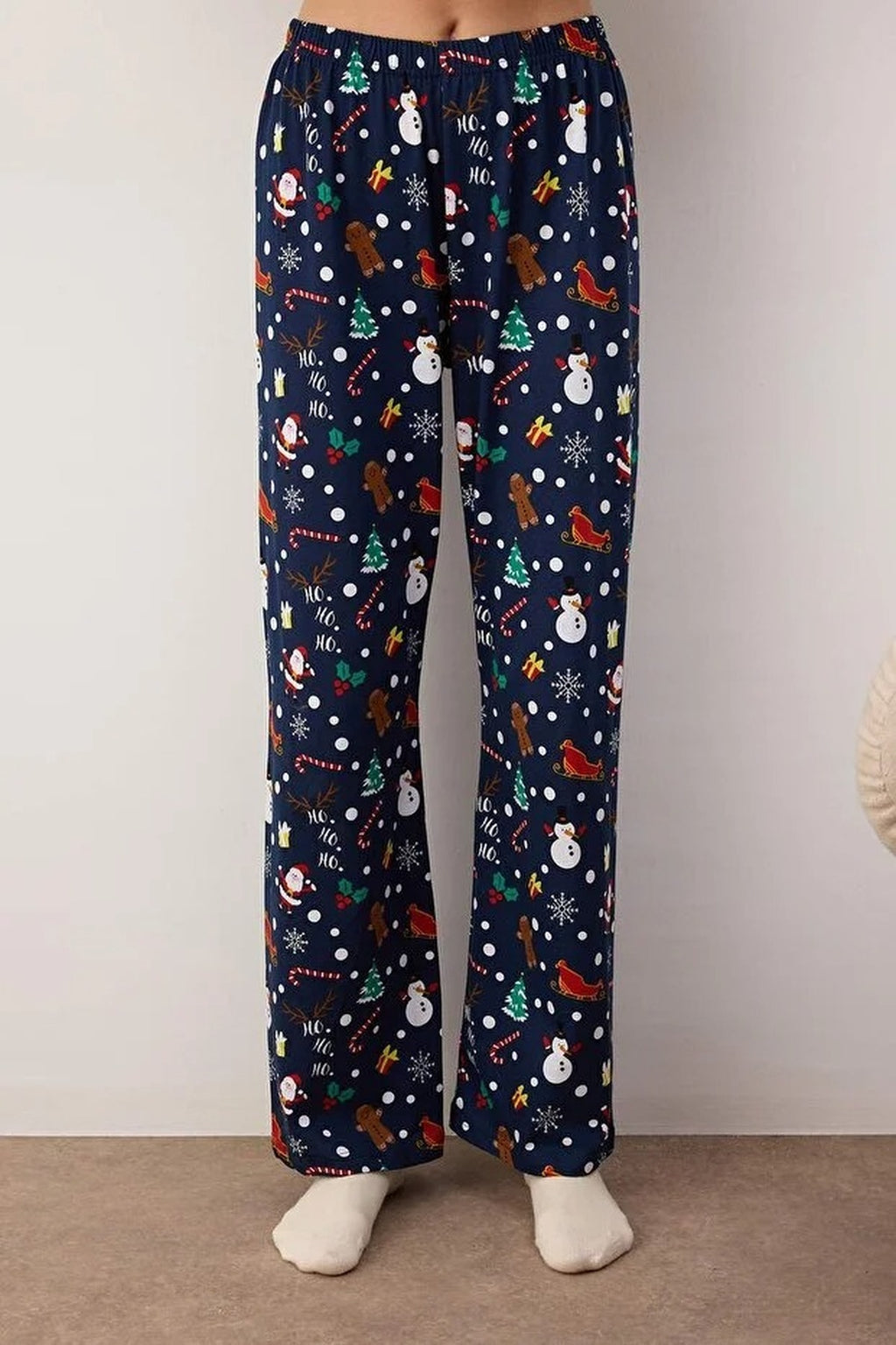 2-Piece 100% Cotton Christmas Themed Knit Pajama Set